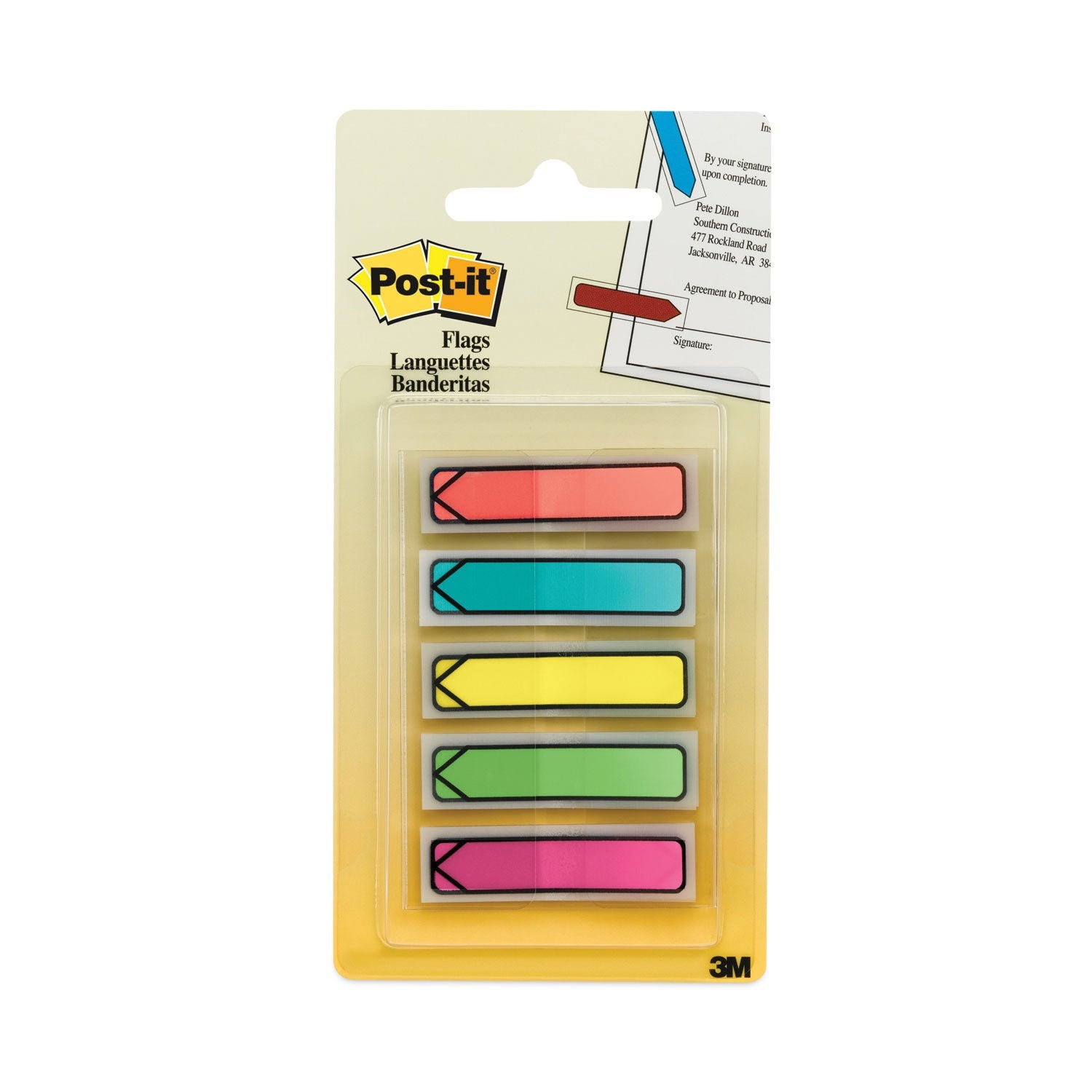 Post-it® Flags Arrow 0.5" Page Flags, Five Assorted Bright Colors, 20/Color, 100/Pack