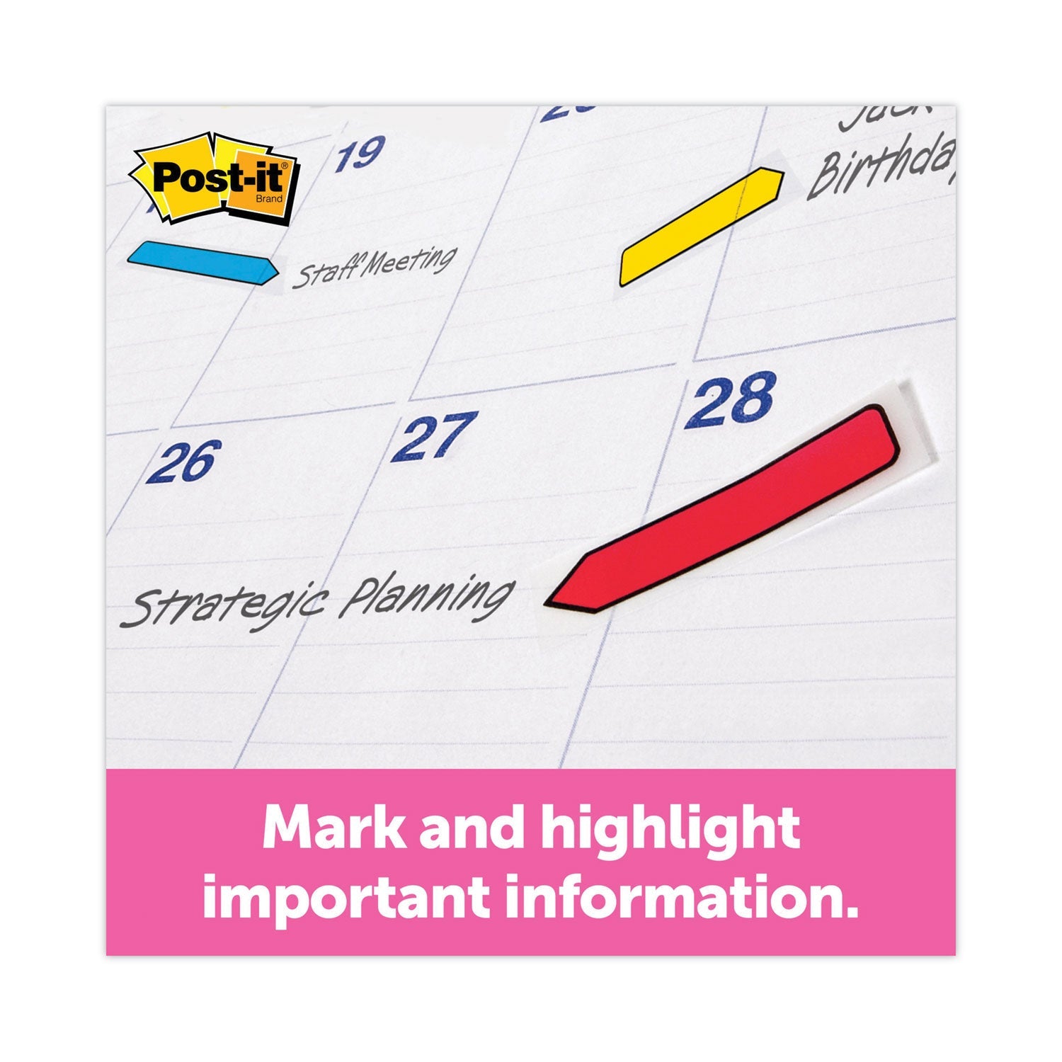 Post-it® Flags Arrow 0.5" Page Flags, Assorted Primary, 24/Color, 96 Flags/Pack