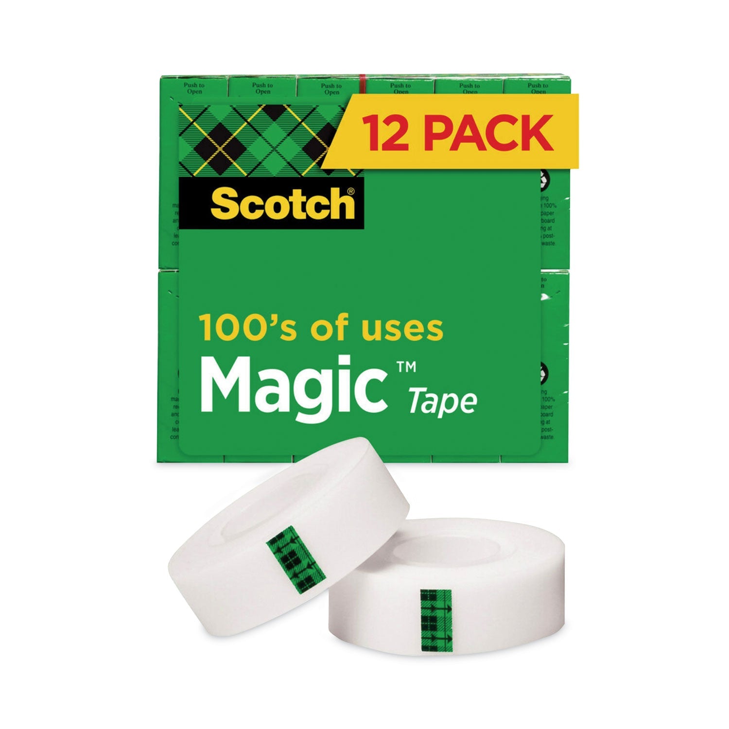 Scotch® Magic Tape Value Pack, 1" Core, 0.75" X 83.33 Ft, Clear, 12/pack