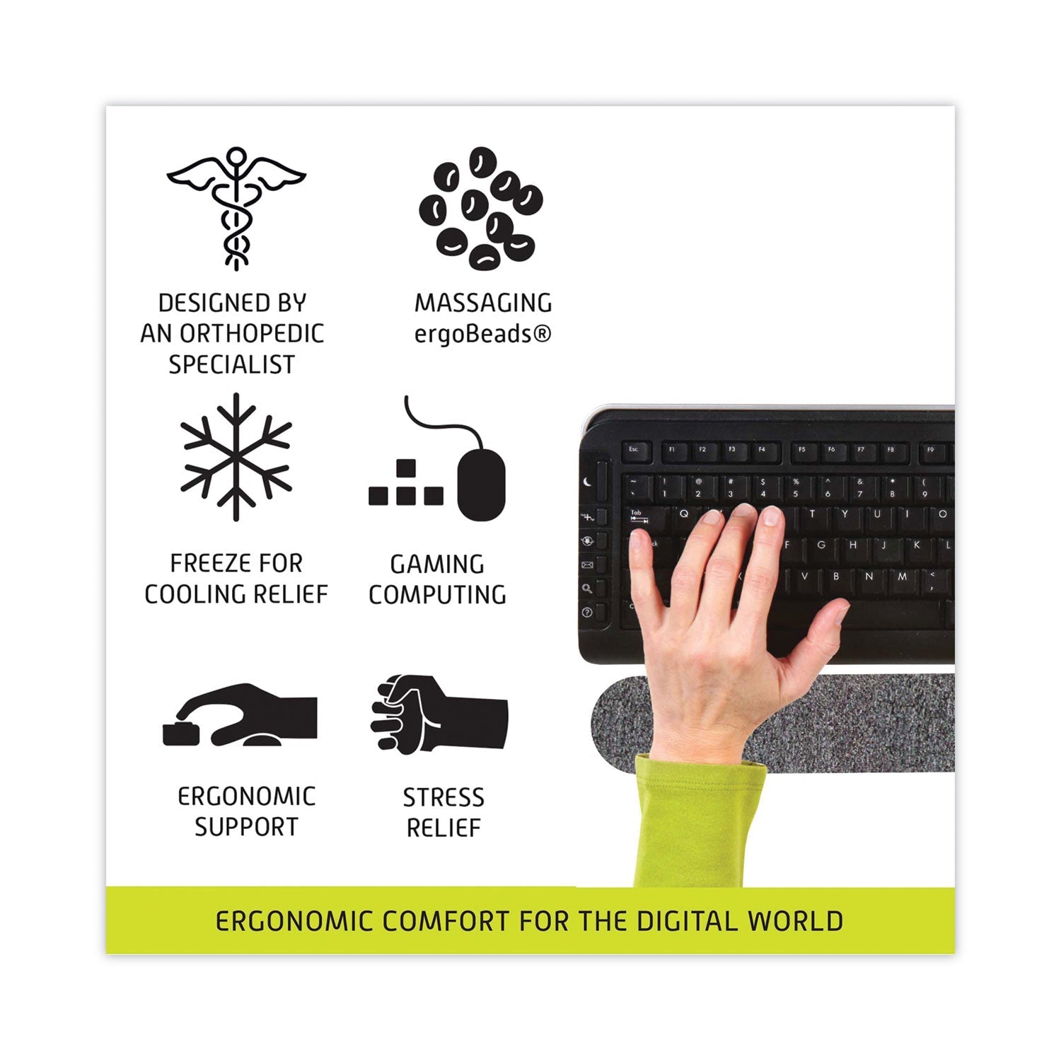 IMAK® Ergo Keyboard Wrist Cushion, 10 x 6, Gray