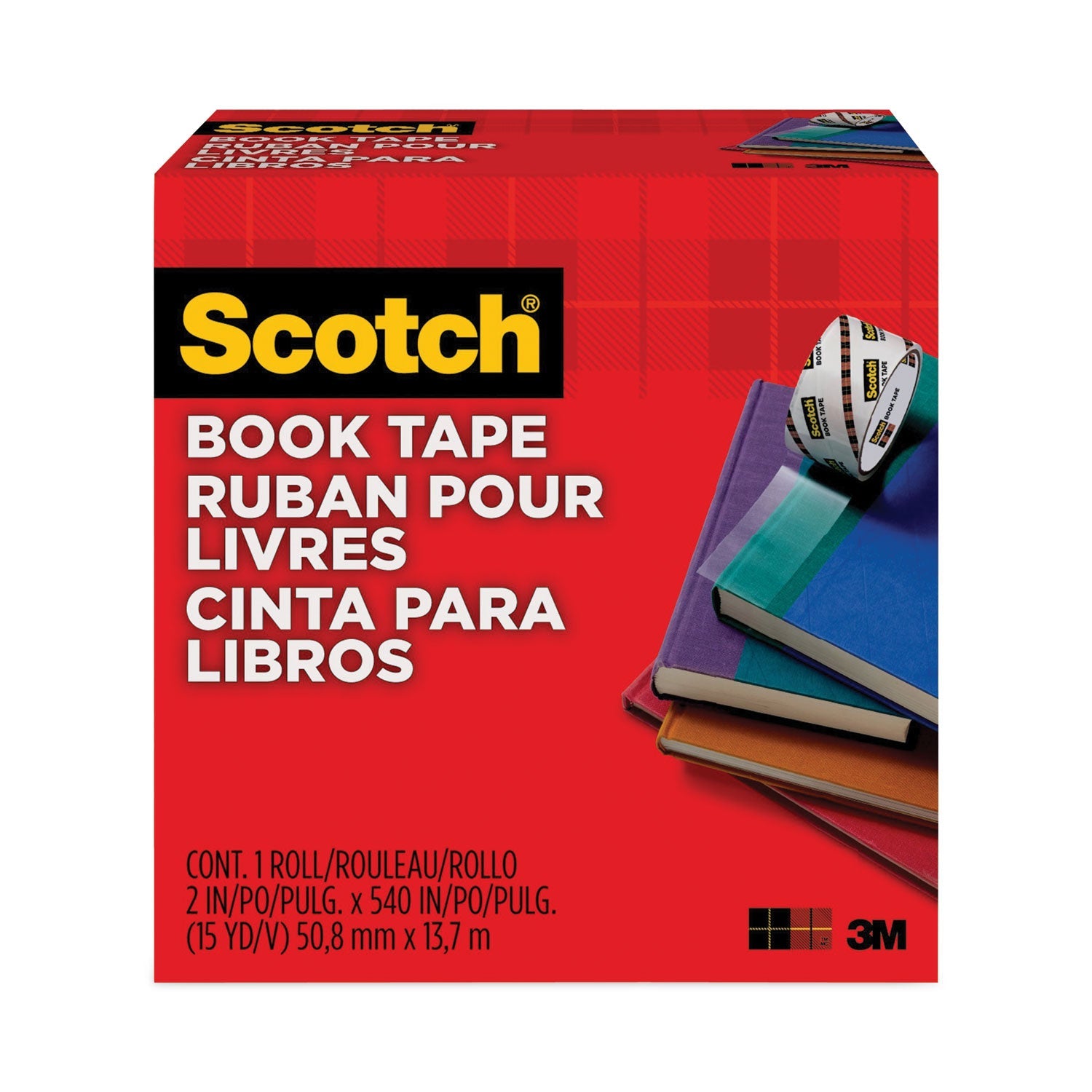Scotch® Book Tape, 3" Core, 2" X 15 Yds, Clear
