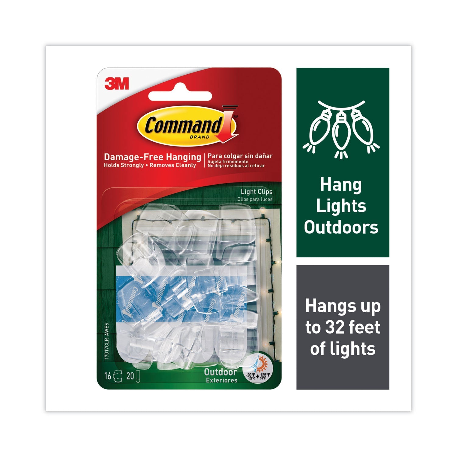 Command All Weather Hooks | 16-Pack Small Clear