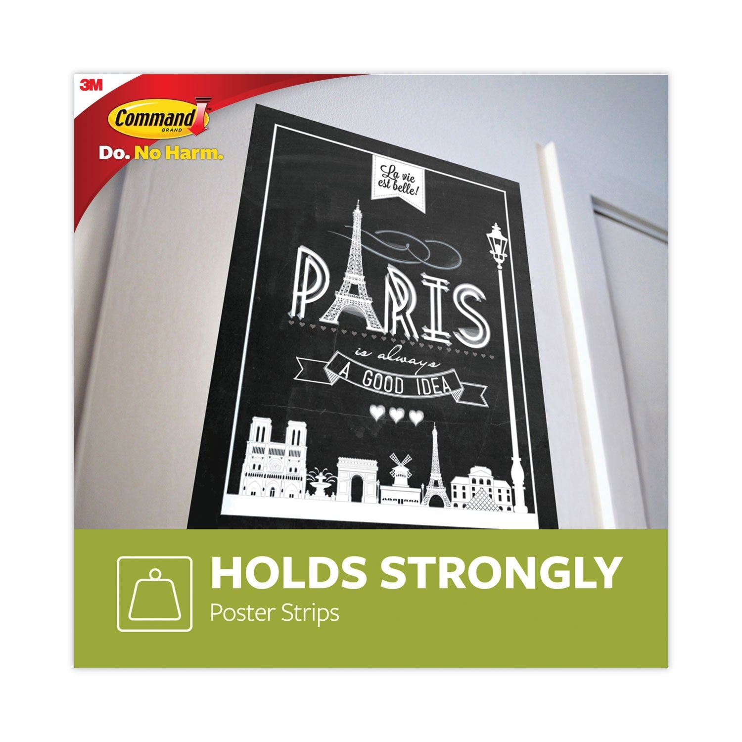 Command™ Poster Strips, Removable, Holds Up To 1 Lb Per Pair, 1.63 X 2.75, White, 256/pack