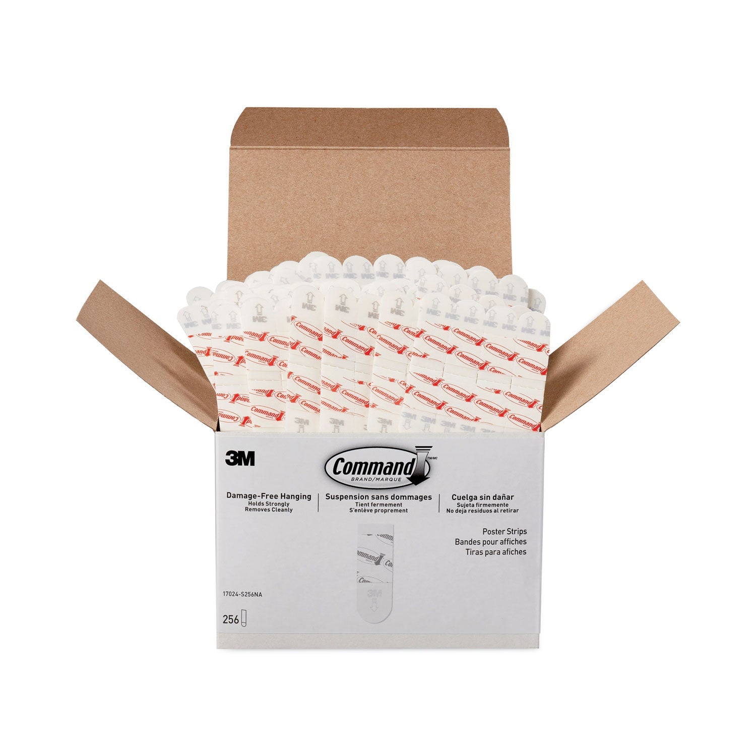 Command™ Poster Strips, Removable, Holds Up To 1 Lb Per Pair, 1.63 X 2.75, White, 256/pack