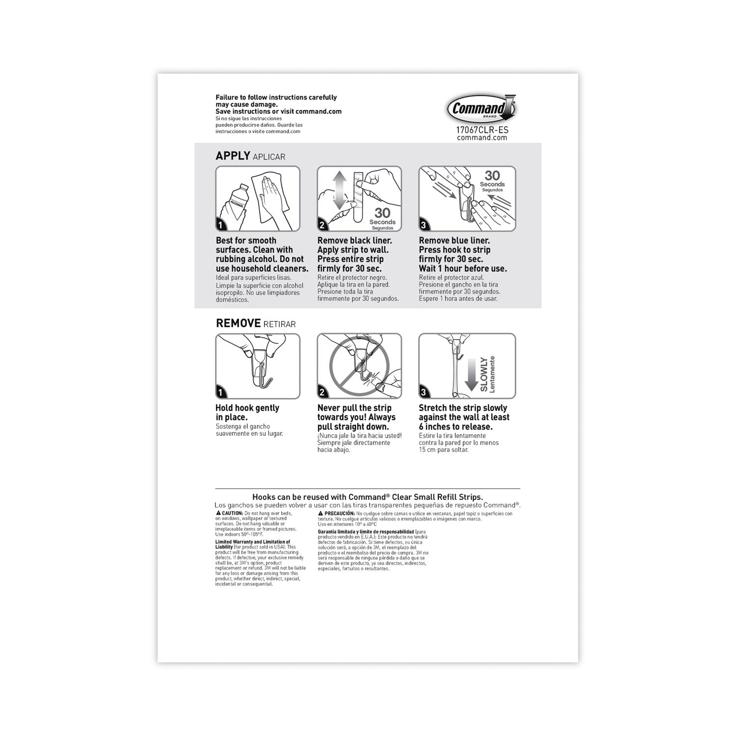 Command™ Clear Hooks and Strips, Small, Plastic/Metal, 0.5 lb, 9 Hooks and 12 Strips/Pack