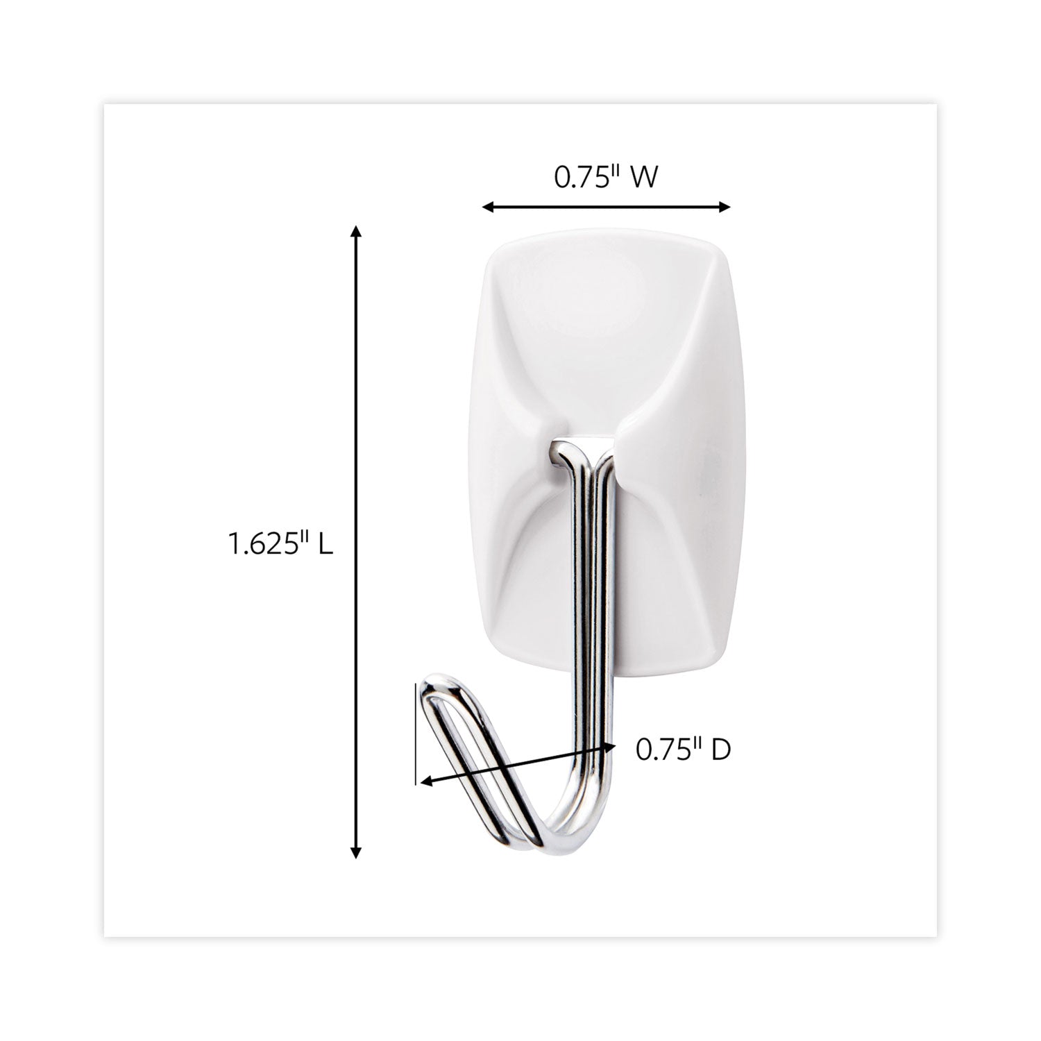 Command™ General Purpose Hooks, Small, Metal, White/Silver, 0.5 lb Capacity, 28 Hooks and 32 Strips/Pack