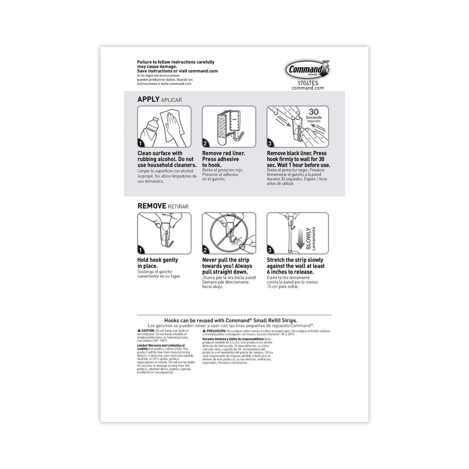 Command™ General Purpose Hooks, Small, Metal, White/Silver, 0.5 lb Capacity, 28 Hooks and 32 Strips/Pack