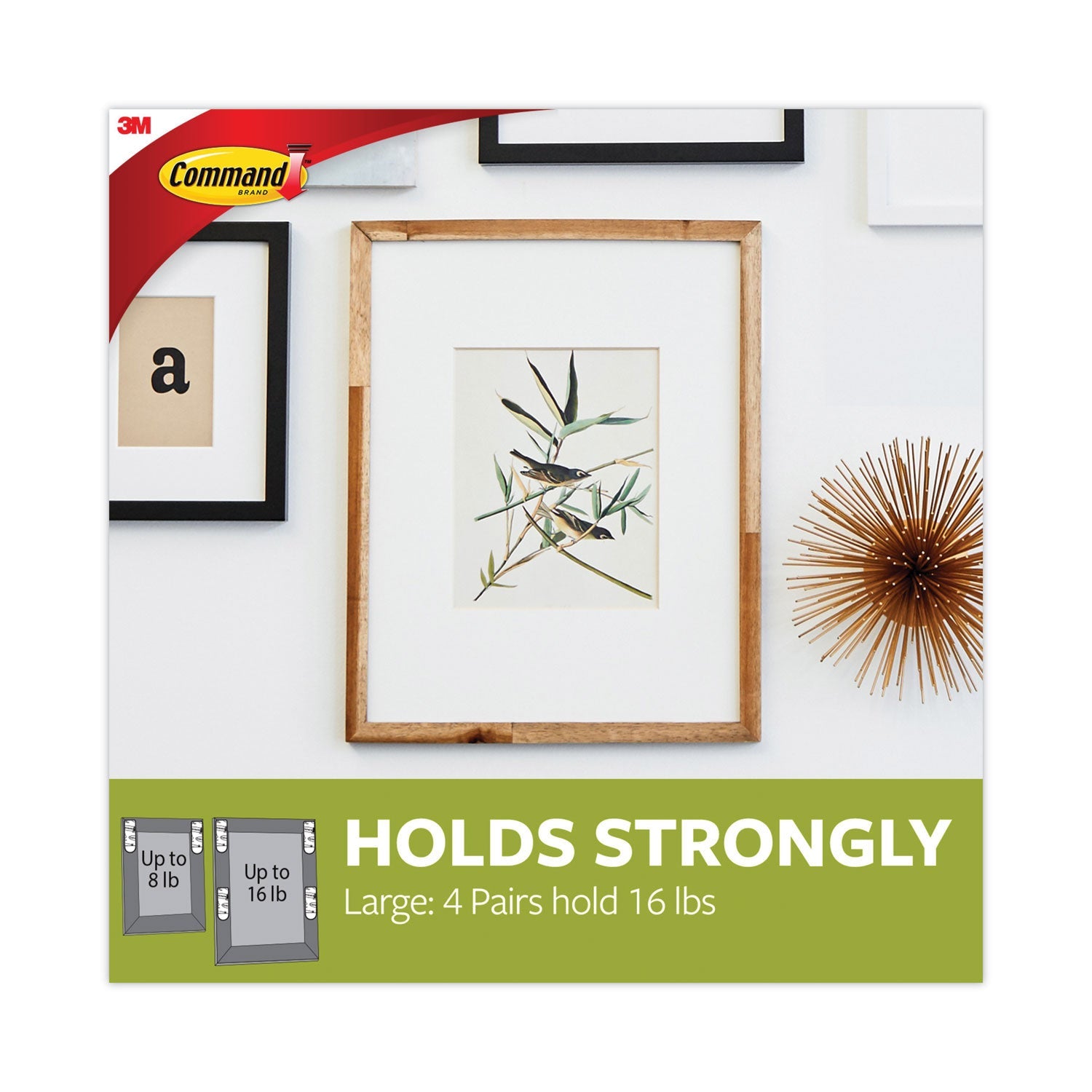 Command™ Picture Hanging Strips, Removable, Holds Up To 4 Lbs Per Pair, 0.5 X 3.63, White, 4 Pairs/pack
