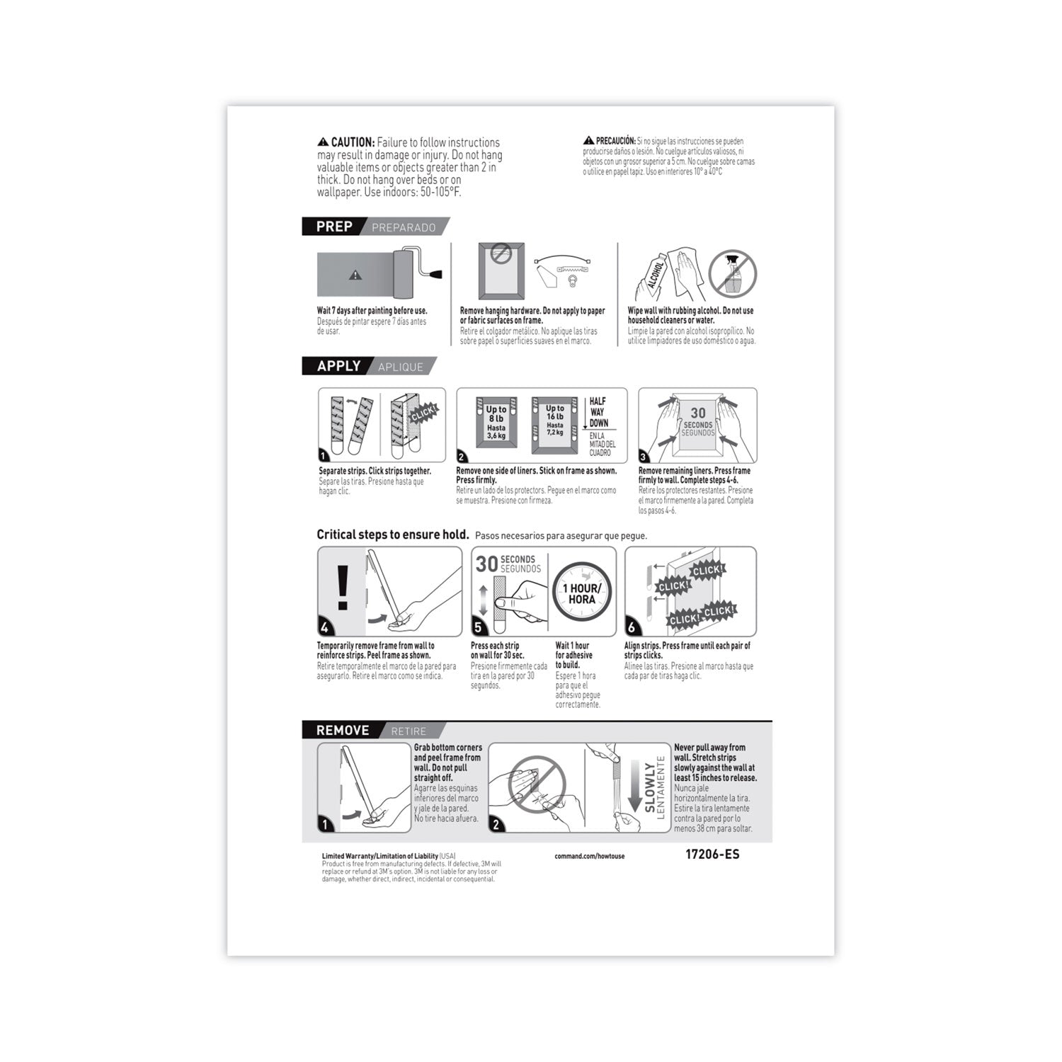 Command™ Picture Hanging Strips, Removable, Holds Up To 4 Lbs Per Pair, 0.5 X 3.63, White, 4 Pairs/pack