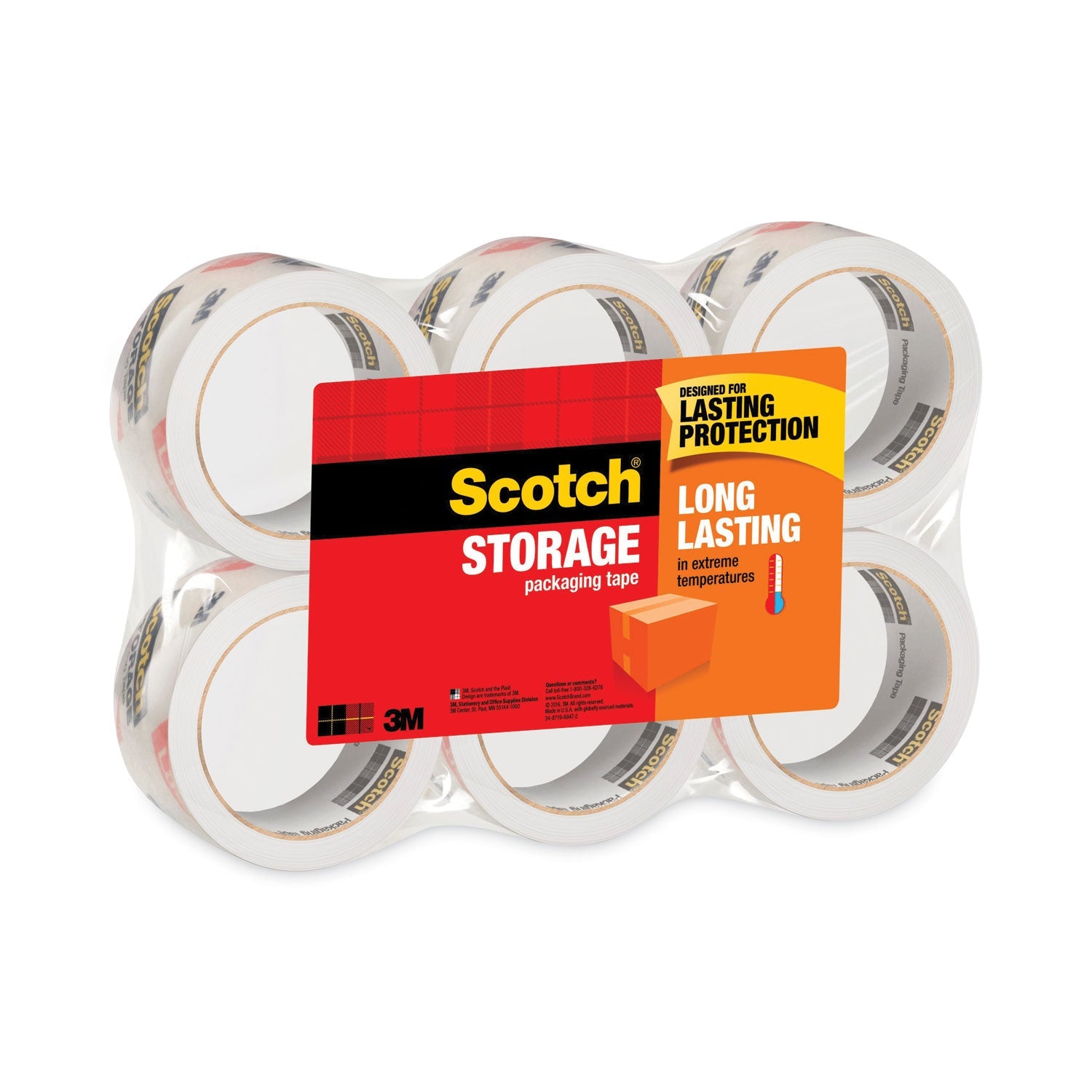 Scotch® Storage Tape, 3" Core, 1.88" X 54.6 Yds, Clear, 6/pack