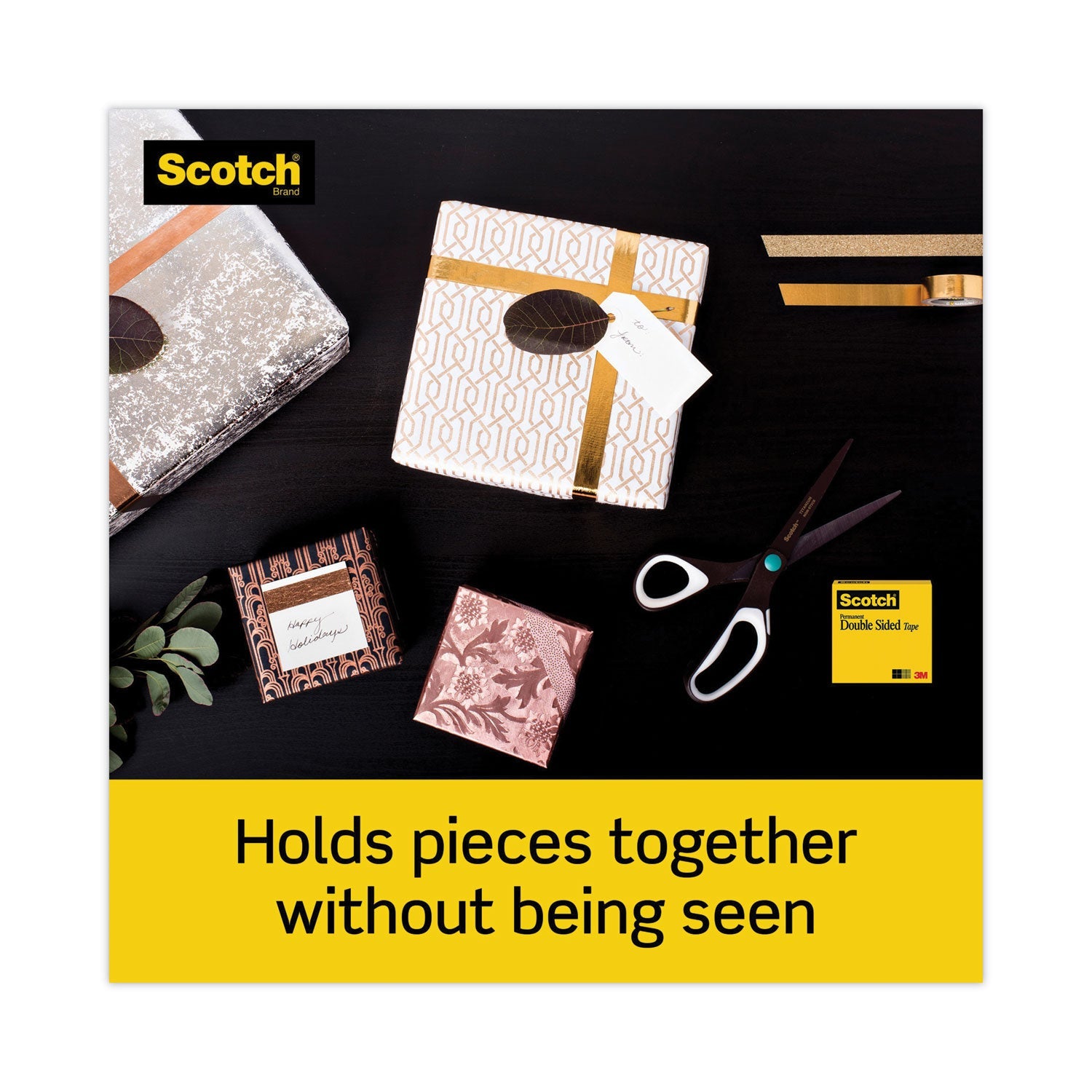 Scotch® Double-Sided Tape, 1" Core, 0.5" X 75 Ft, Clear