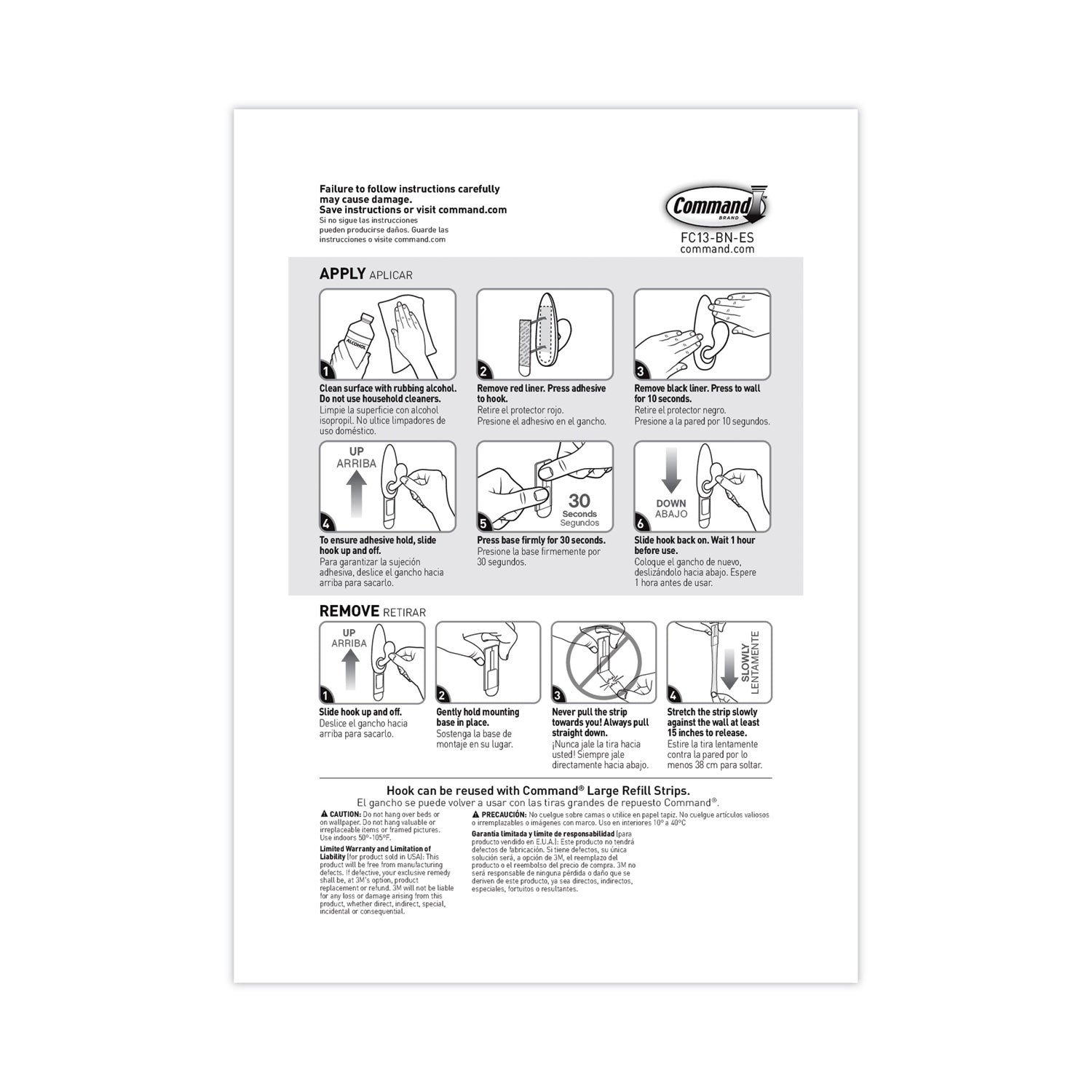 Command™ Adhesive Mount Metal Hook, Large, Brushed Nickel Finish, 5 lb Capacity, 1 Hook and 2 Strips/Pack
