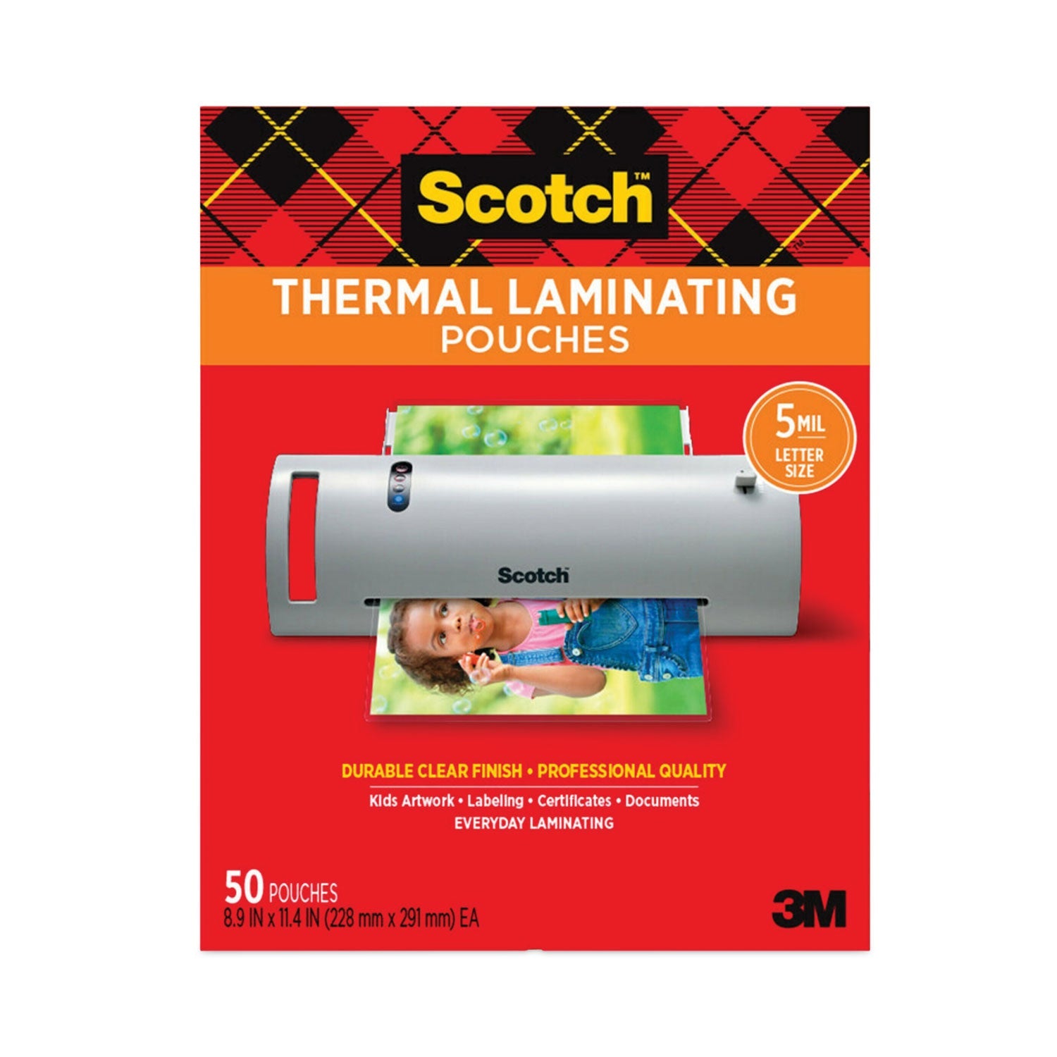 Scotch™ Laminating Pouches, 5 Mil, 9" X 11.5", Gloss Clear, 50/pack