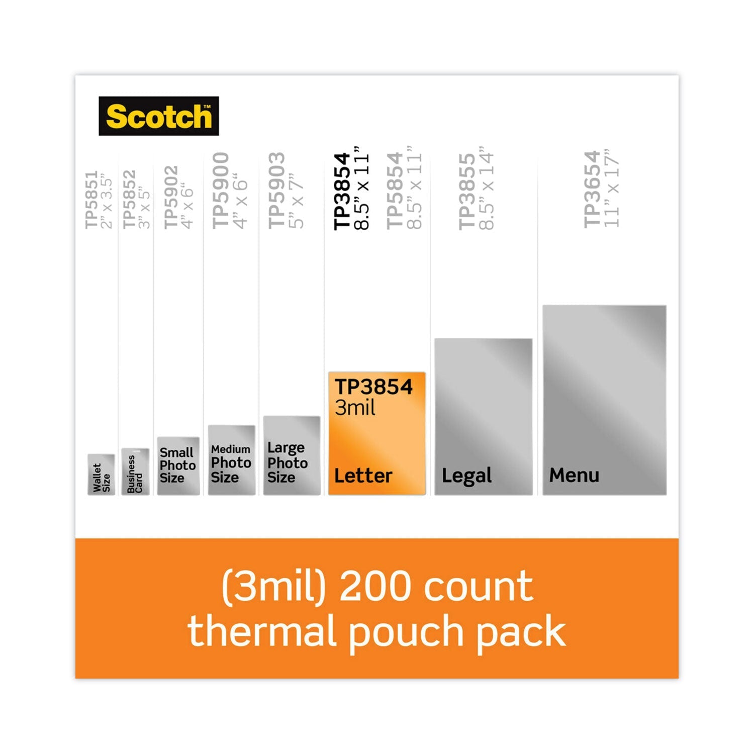 Scotch™ Laminating Pouches, 3 Mil, 9" X 11.5", Gloss Clear, 200/pack