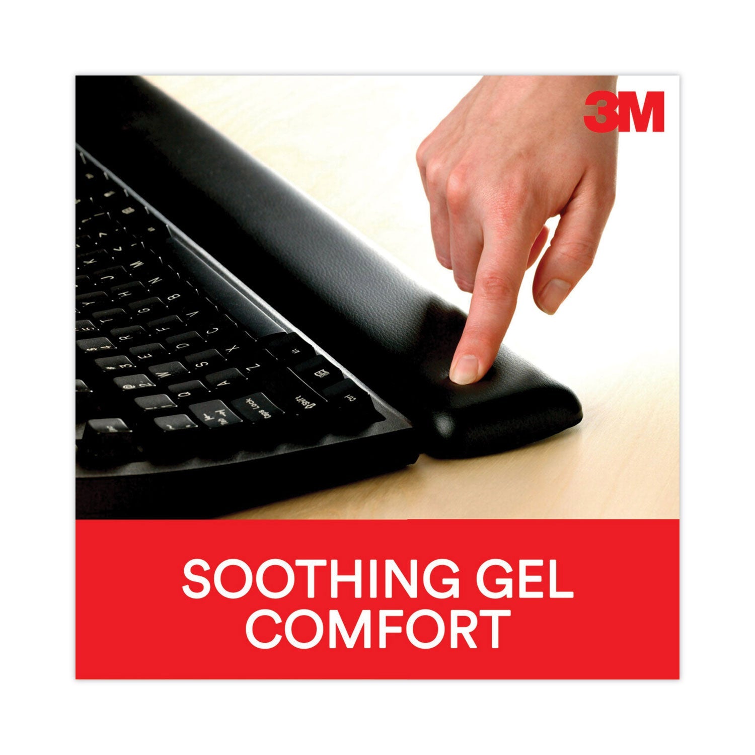 3M™ Antimicrobial Gel Compact Keyboard Wrist Rest, 18 x 2.75, Black
