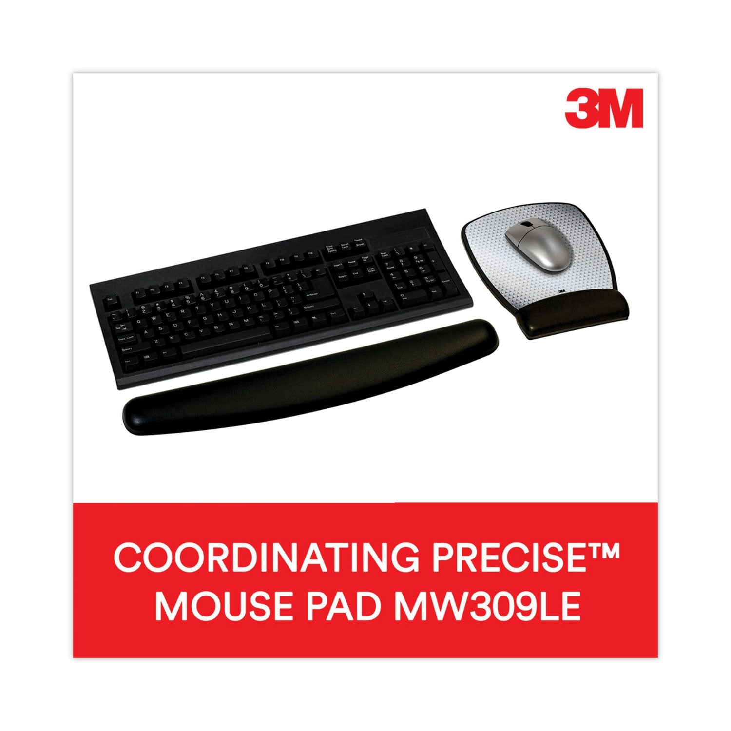 3M™ Antimicrobial Gel Compact Keyboard Wrist Rest, 18 x 2.75, Black
