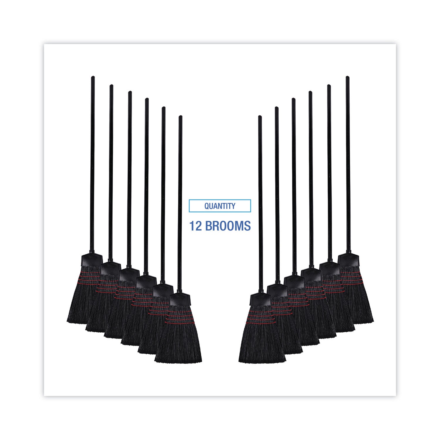Boardwalk® Maid Broom, Plastic Bristles, 54" Overall Length, Dozen