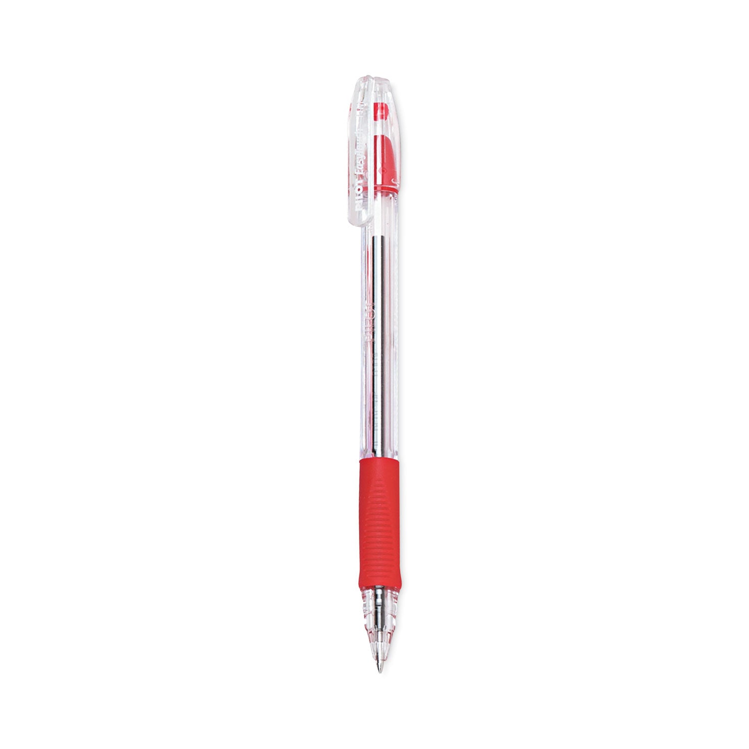 Pilot® EasyTouch Ballpoint Pen, Stick, Fine 0.7 mm, Red Ink, Clear/Red Barrel, Dozen