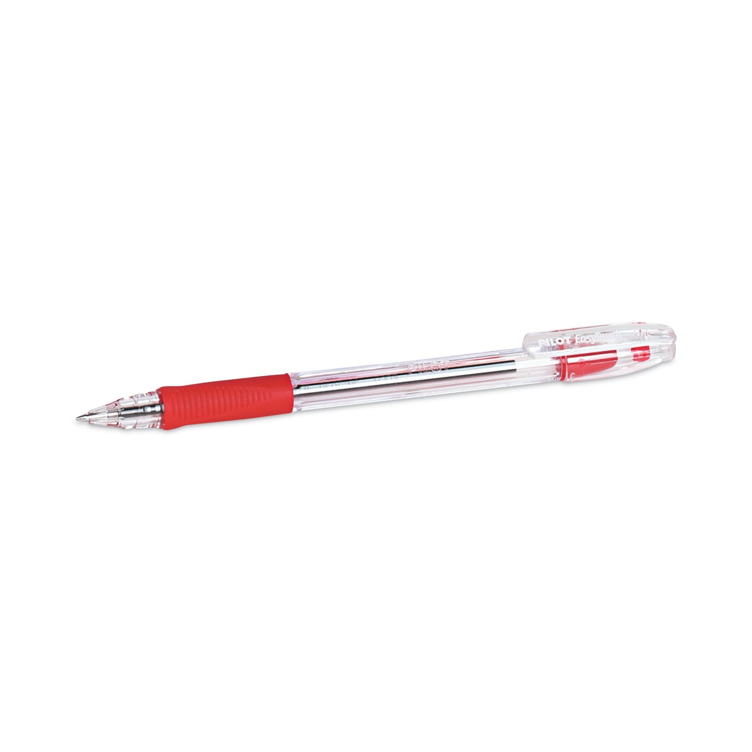 Pilot® EasyTouch Ballpoint Pen, Stick, Fine 0.7 mm, Red Ink, Clear/Red Barrel, Dozen