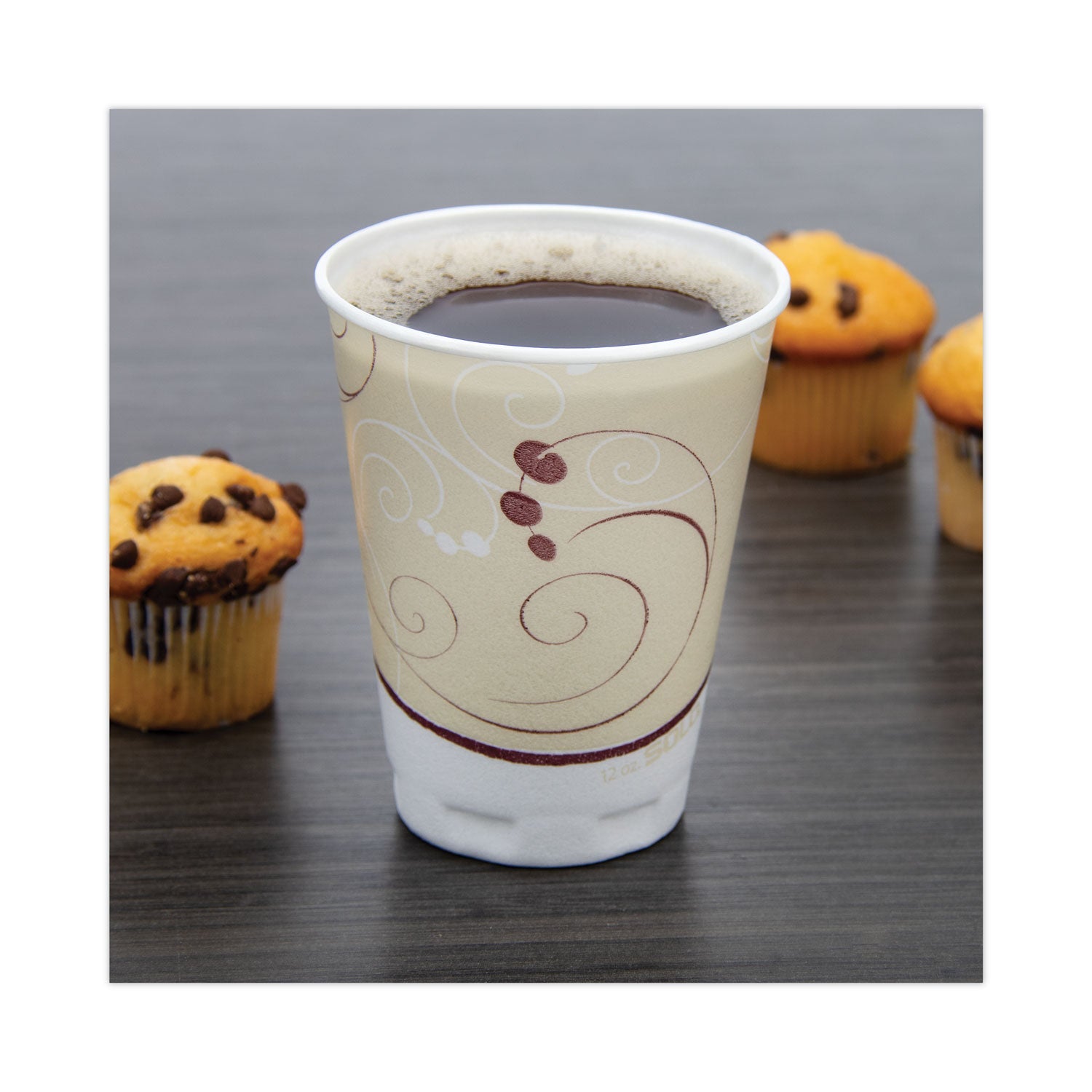 Dart® Trophy Plus Dual Temperature Insulated Cups in Symphony Design, 12 oz, Foam, Beige, 1,000/Carton