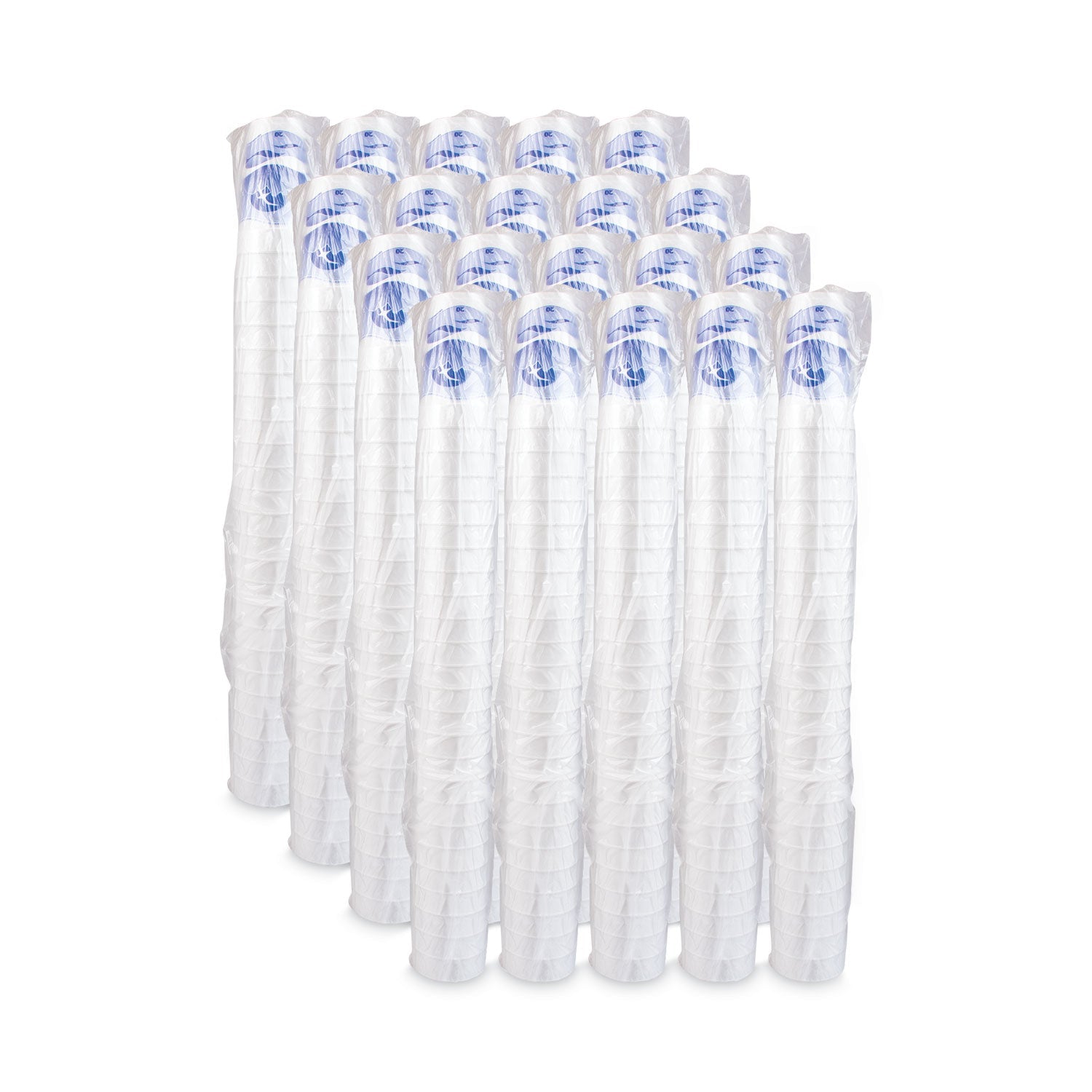 Dart® Horizon Hot/Cold Foam Drinking Cups, 20 oz, White/Blueberry, 25/Bag, 20 Bags/Carton