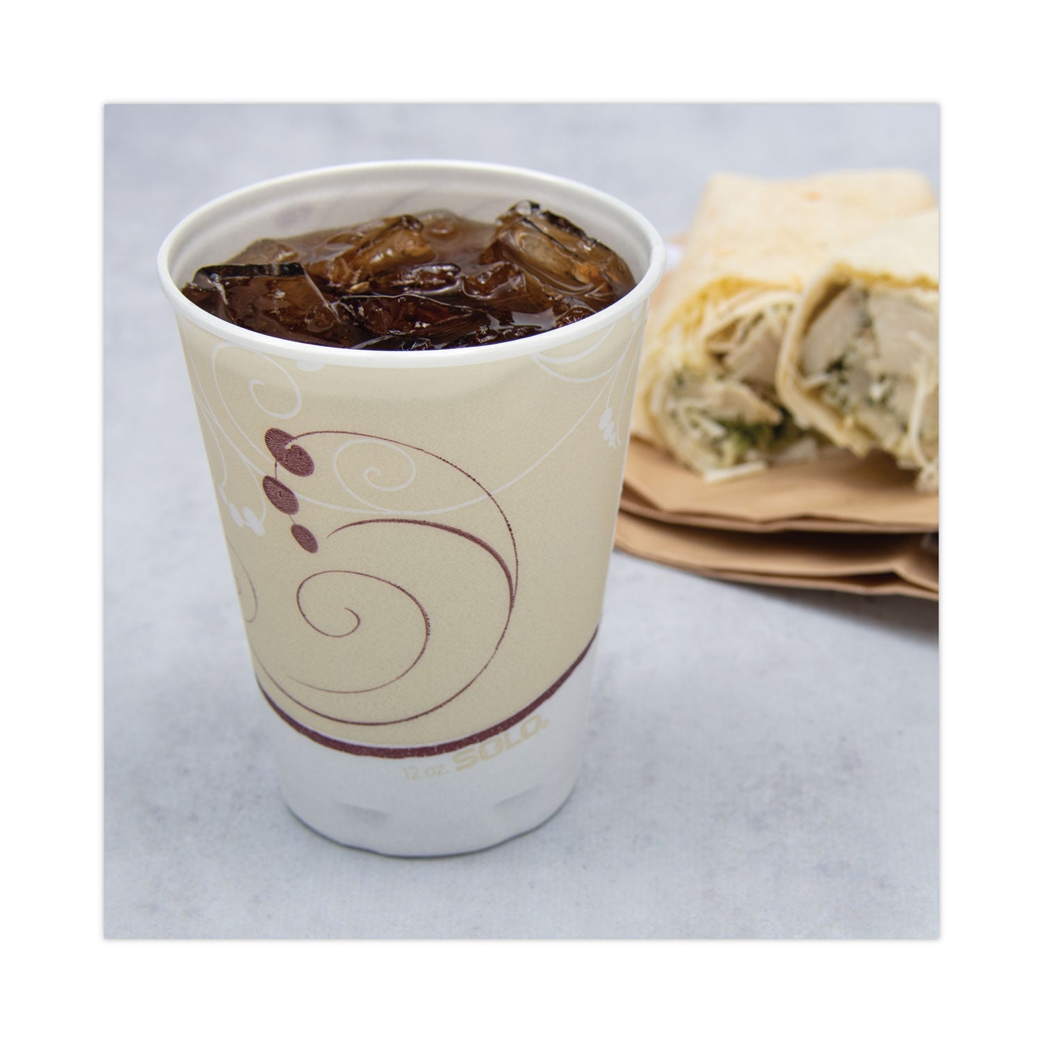 Dart® Trophy Plus Dual Temperature Insulated Cups in Symphony Design, 12 oz, Foam, Beige, 1,000/Carton