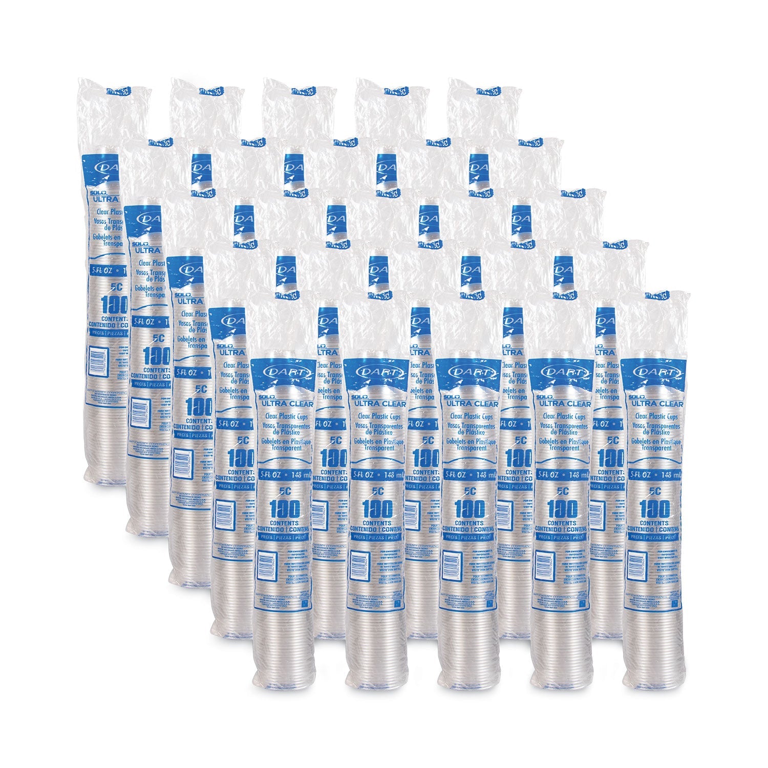 SOLO® Ultra Clear Cups, 5 oz, Plastic, 100/Bag, 25 Bags/Carton