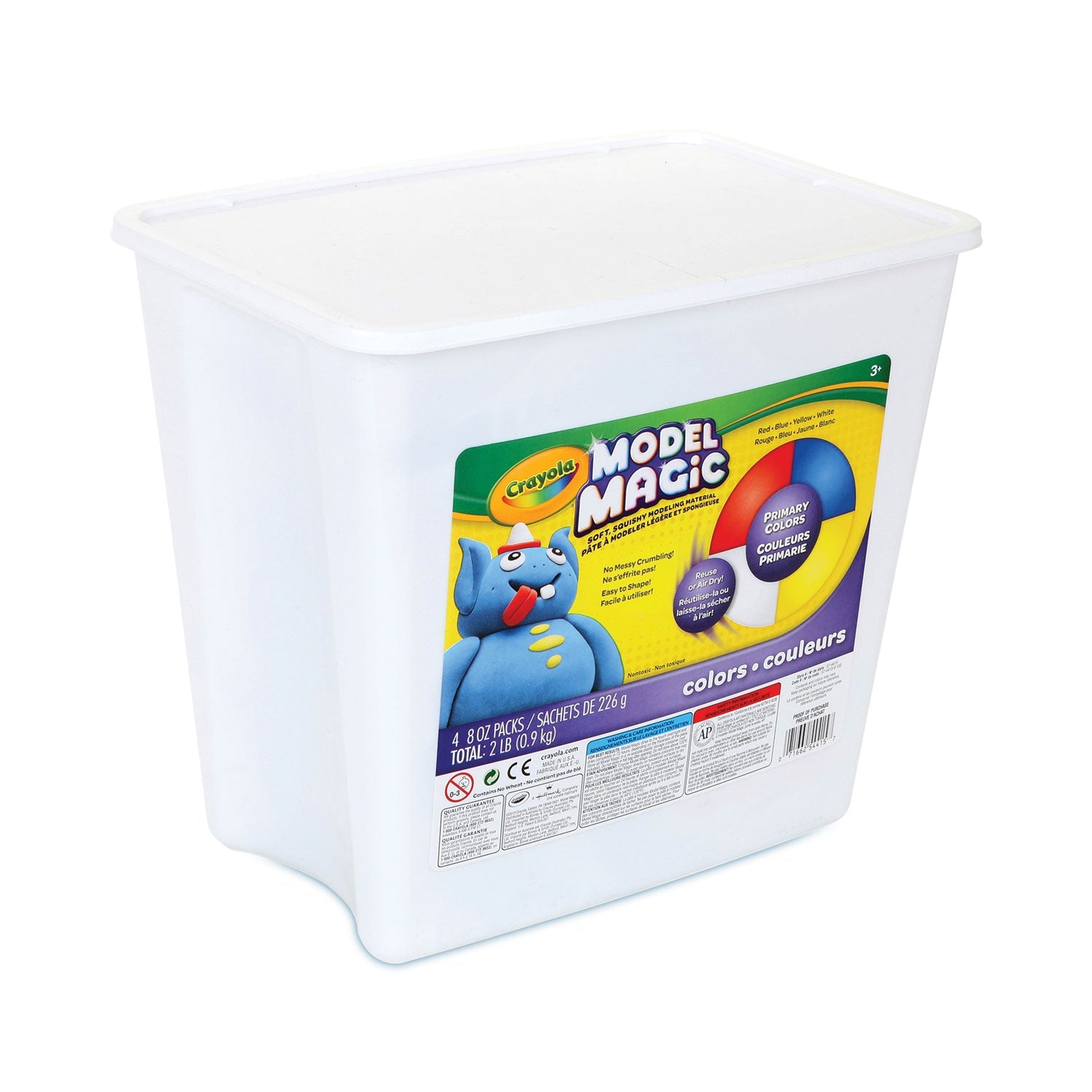 Crayola® Model Magic Modeling Compound, 8 Oz Packs, 4 Packs, Blue, Red, White, Yellow, 2 Lbs