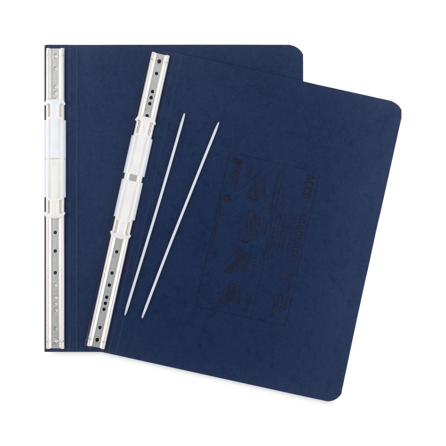 ACCO Presstex Covers With Storage Hooks, 2 Posts, 6" Capacity, 12 X 8.5, Dark Blue