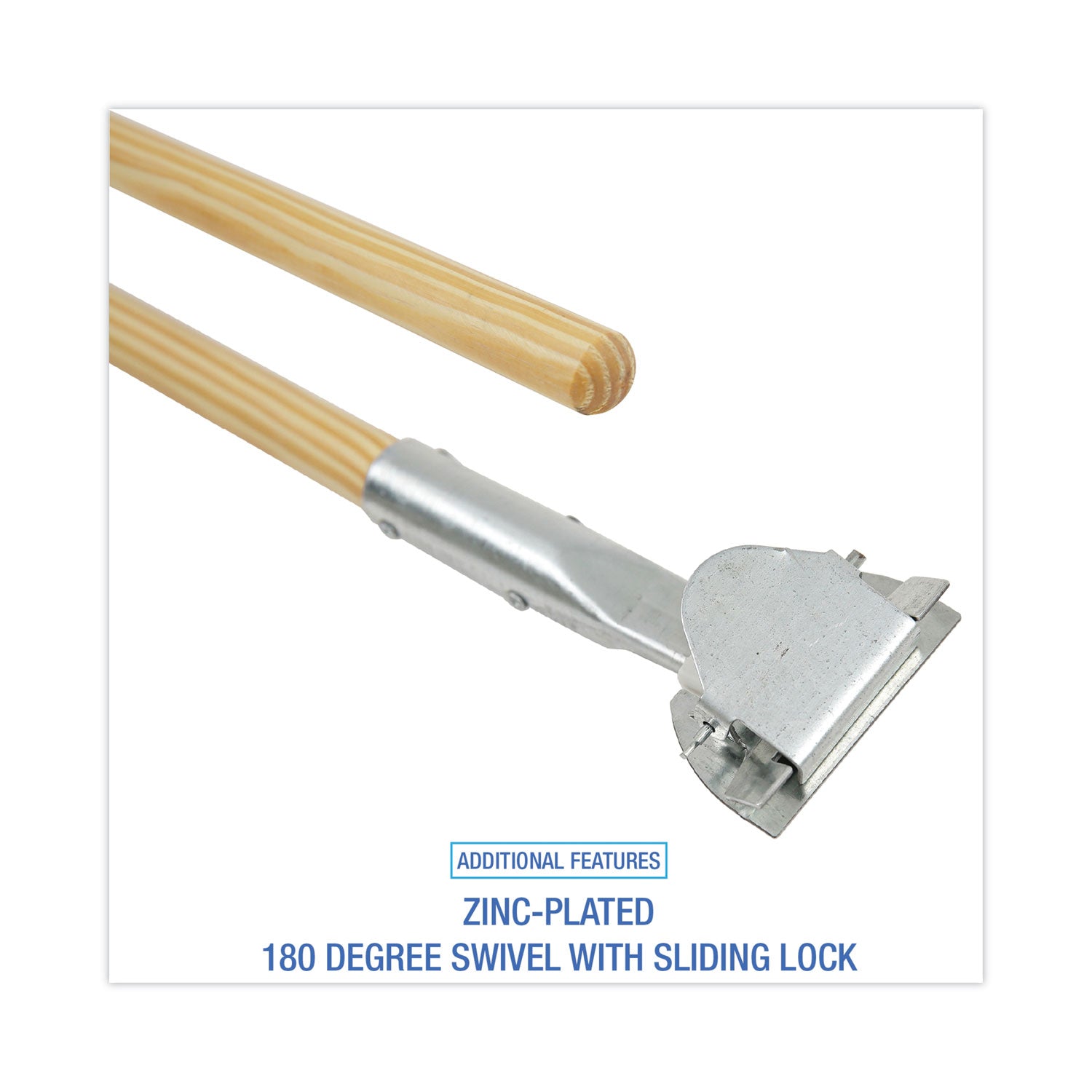 Boardwalk® Clip-On Dust Mop Handle, Lacquered Wood, Swivel Head, 1" dia x 60", Natural