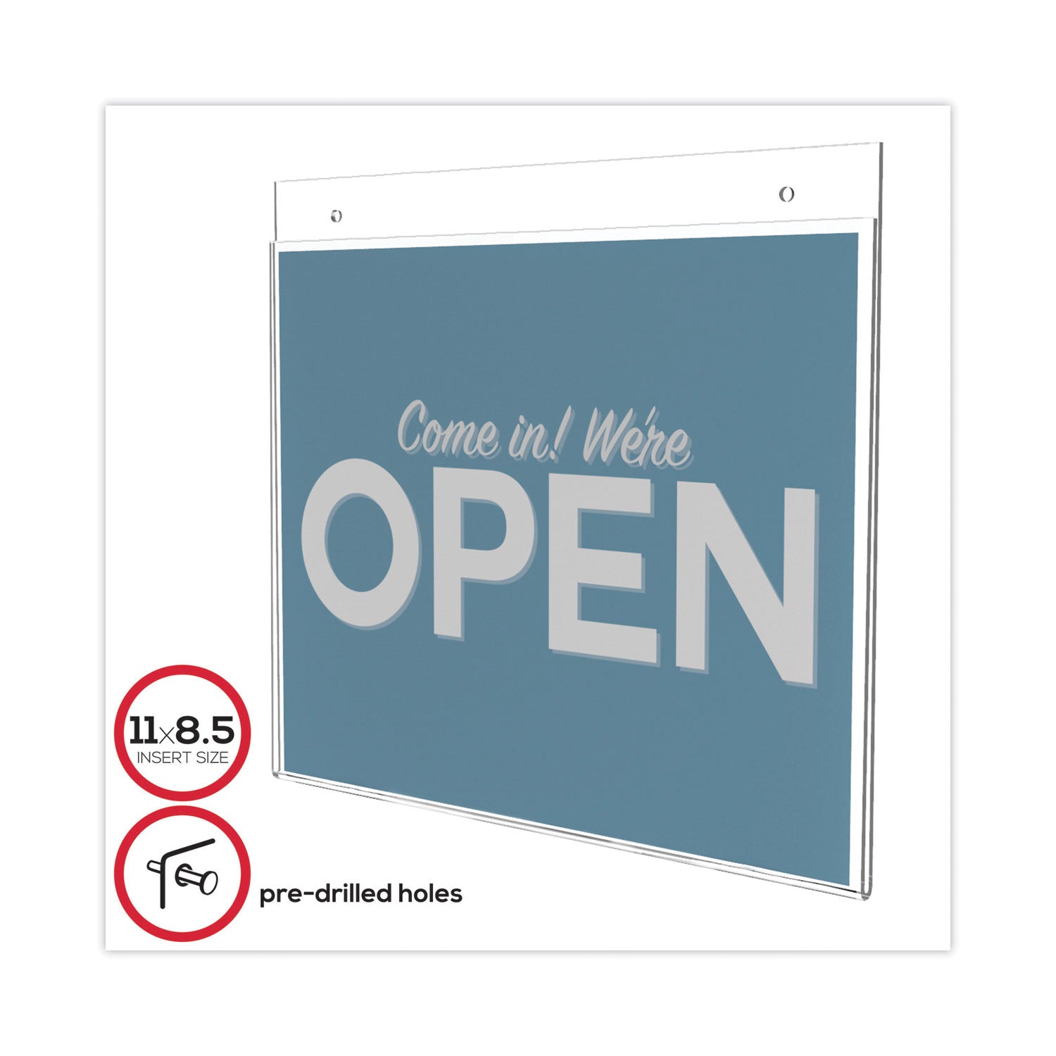 deflecto® Classic Image Wall-Mount Sign Holder, Landscape, 11 x 8.5, Clear