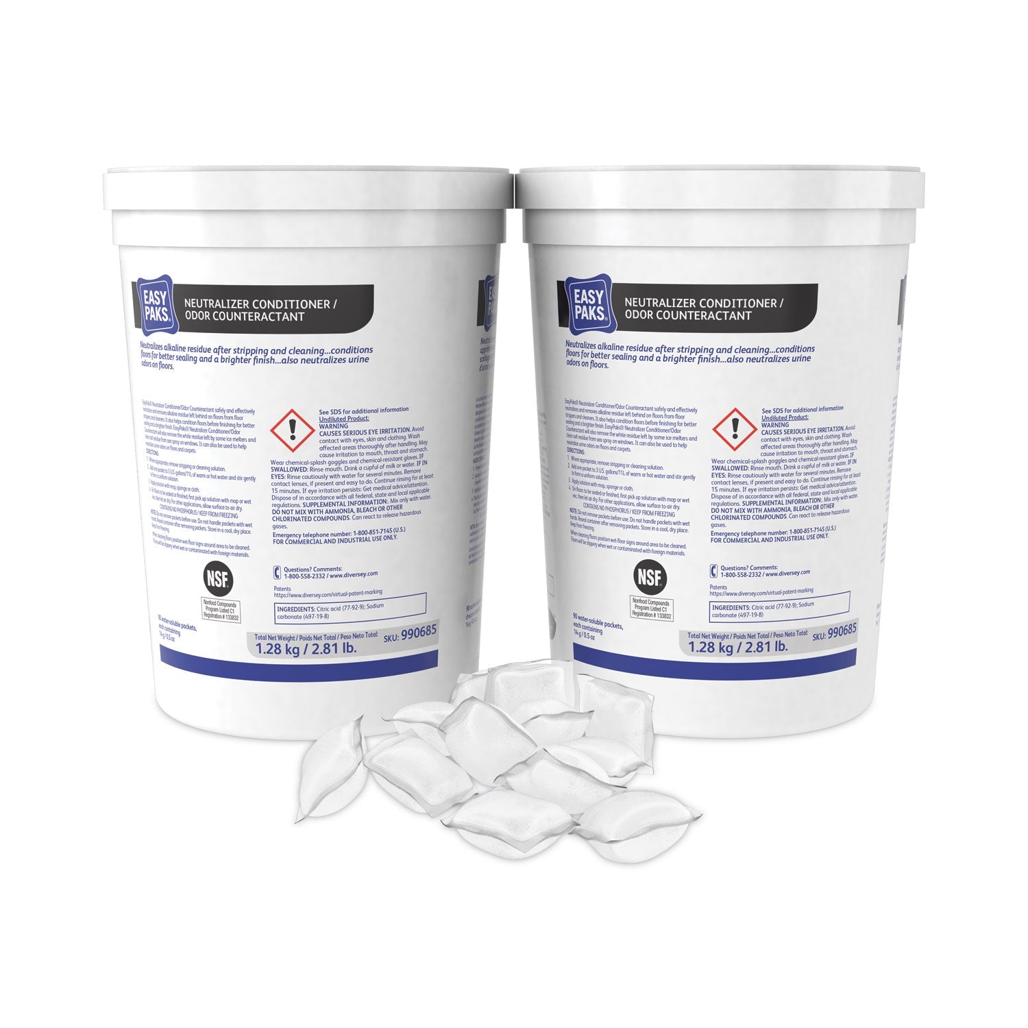 Easy Paks® Neutralizer Conditioner/odor Counteractant, 0.5 Oz Packet, 90/tub, 2 Tubs/carton