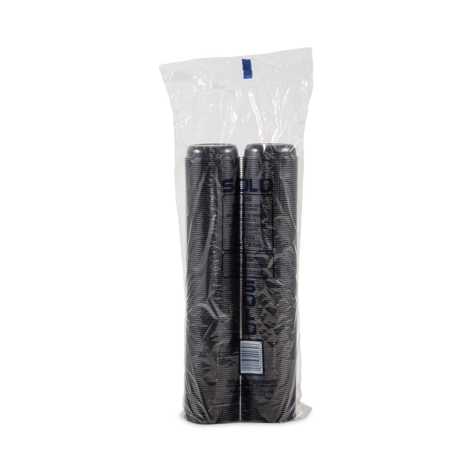 SOLO® Polystyrene Portion Cups, 2.5 oz, Plastic, Black, 250/Bag, 10 Bags/Carton