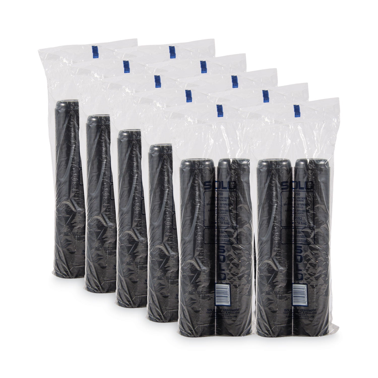 SOLO® Polystyrene Portion Cups, 2.5 oz, Plastic, Black, 250/Bag, 10 Bags/Carton