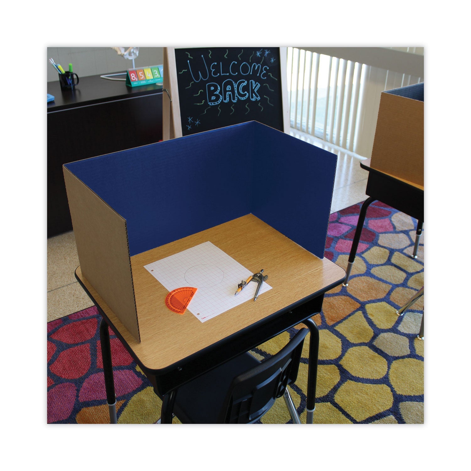 Flipside Study Carrel, 48 x 18, Assorted Colors, 24/Pack - Bloom Skins