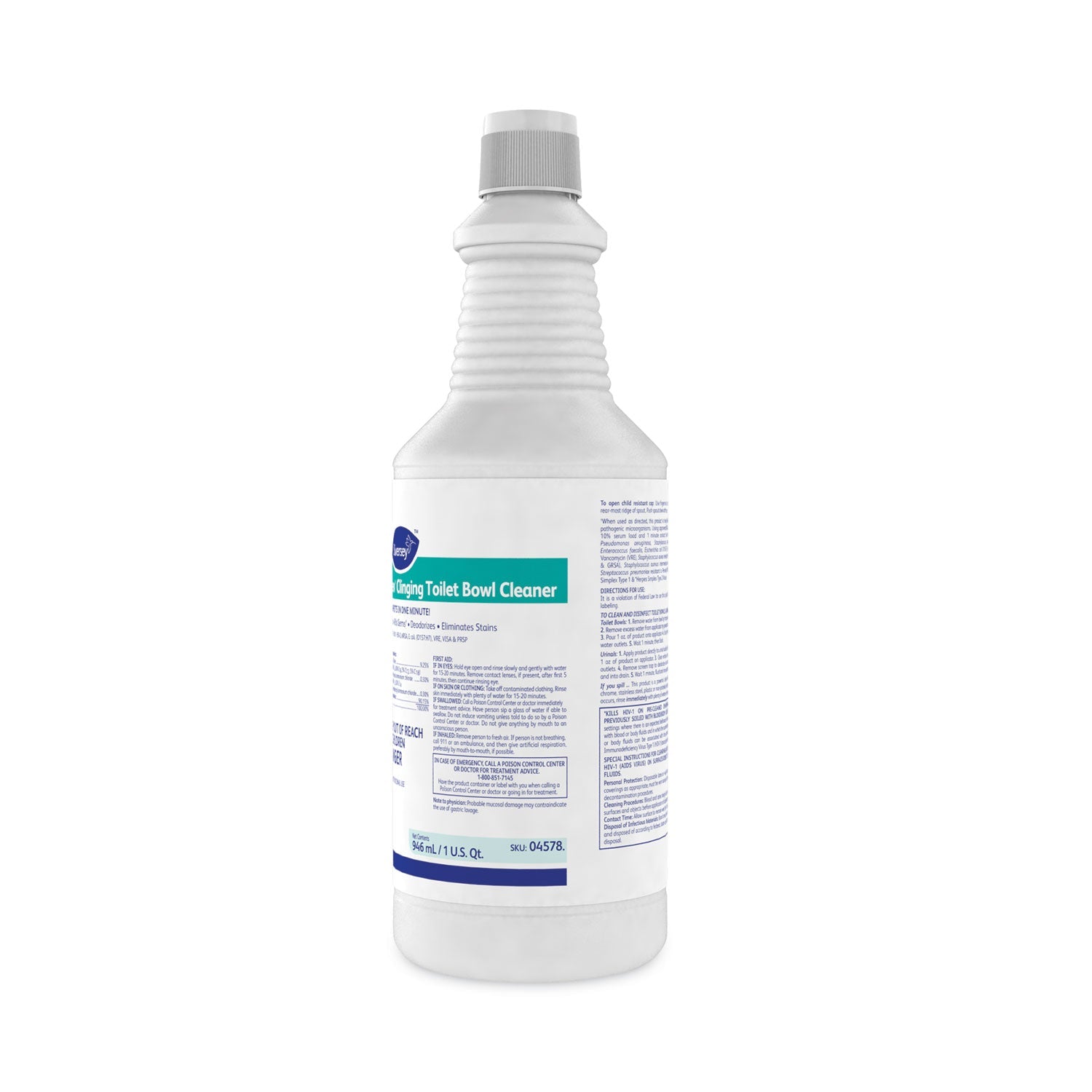 Diversey™ Crew Clinging Toilet Bowl Cleaner, Floral Scent, Liquid, 1 Qt. Bottle, 12/ct