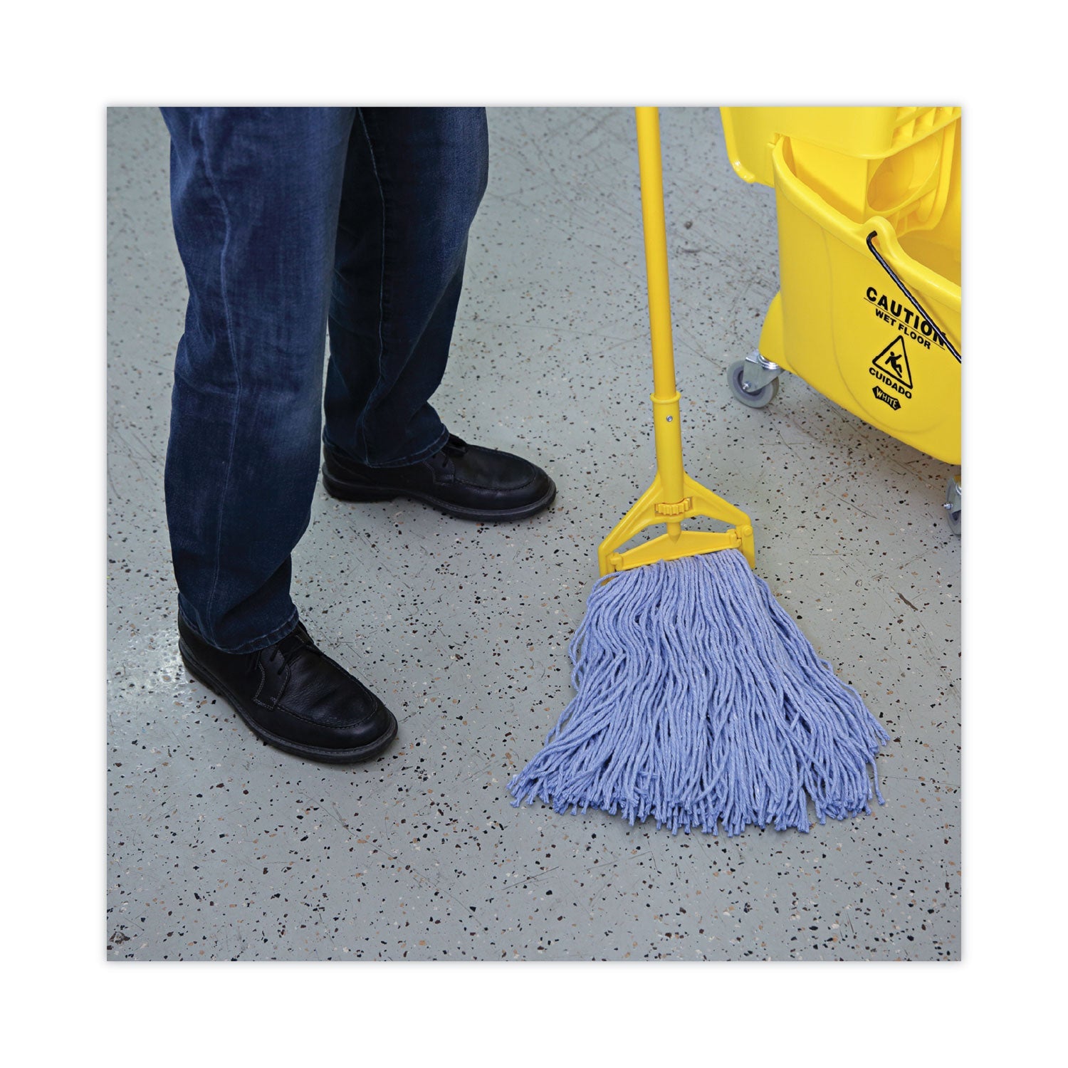 Boardwalk® Mop Head, Standard Head, Cotton/synthetic Fiber, Cut-End, #24, Blue, 12/carton