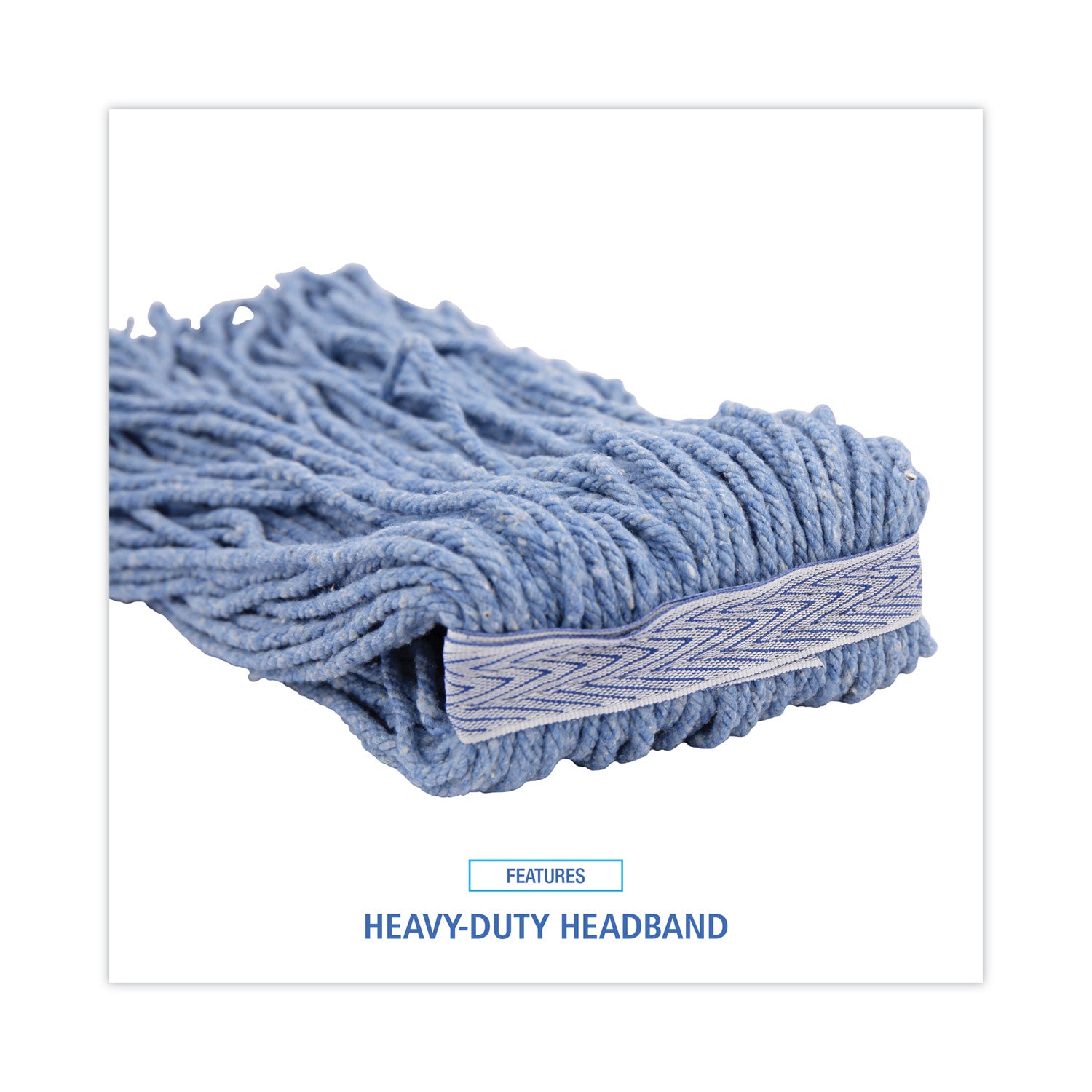 Boardwalk® Mop Head, Standard Head, Cotton/synthetic Fiber, Cut-End, #24, Blue, 12/carton
