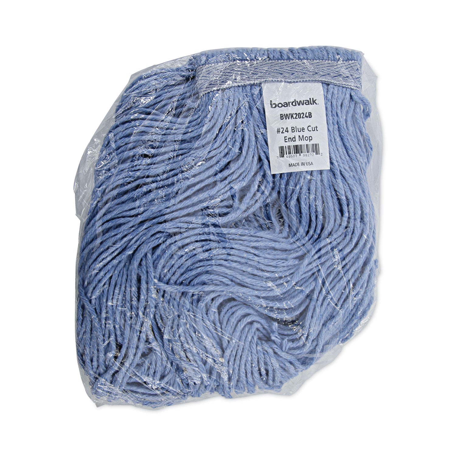 Boardwalk® Mop Head, Standard Head, Cotton/synthetic Fiber, Cut-End, #24, Blue, 12/carton