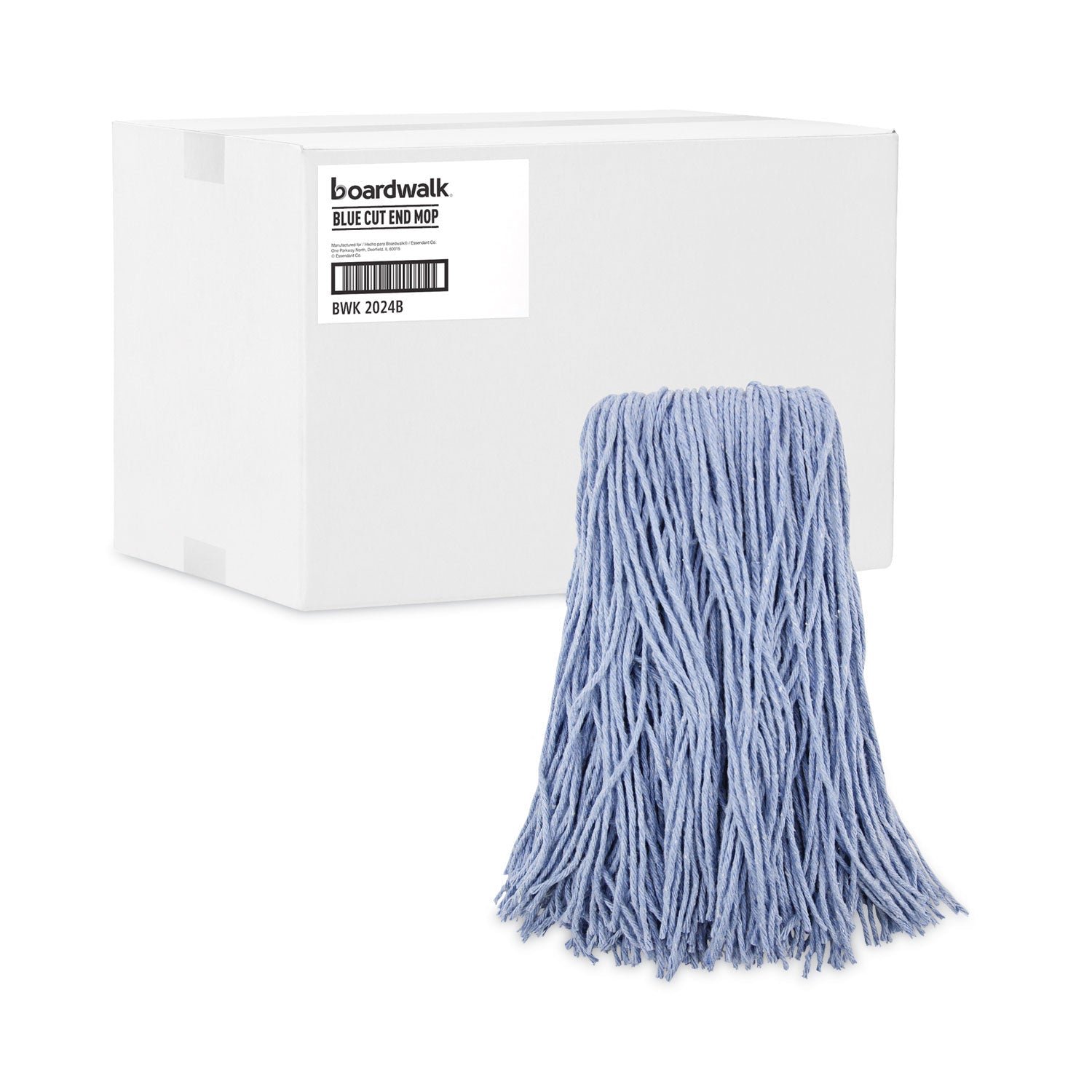 Boardwalk® Mop Head, Standard Head, Cotton/synthetic Fiber, Cut-End, #24, Blue, 12/carton