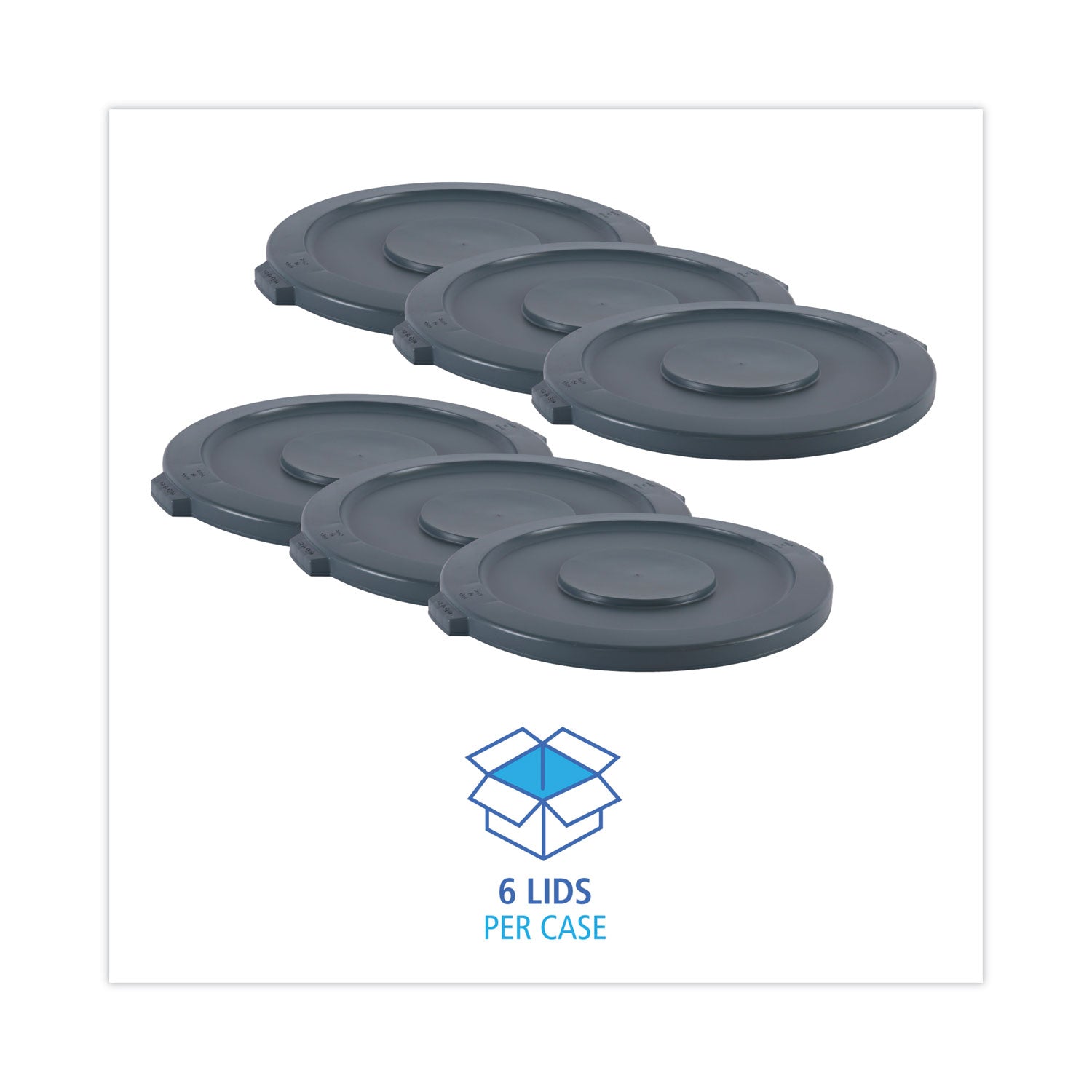 Boardwalk® Lids For 32 Gal Waste Receptacle, Flat-Top, Round, Plastic, Gray