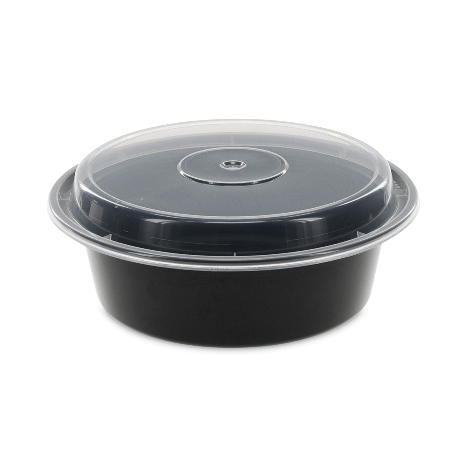 Pactiv Evergreen Newspring VERSAtainer Microwavable Containers, 32 oz, 7" Diameter x 2" h, Black/Clear, Plastic, 150/Carton