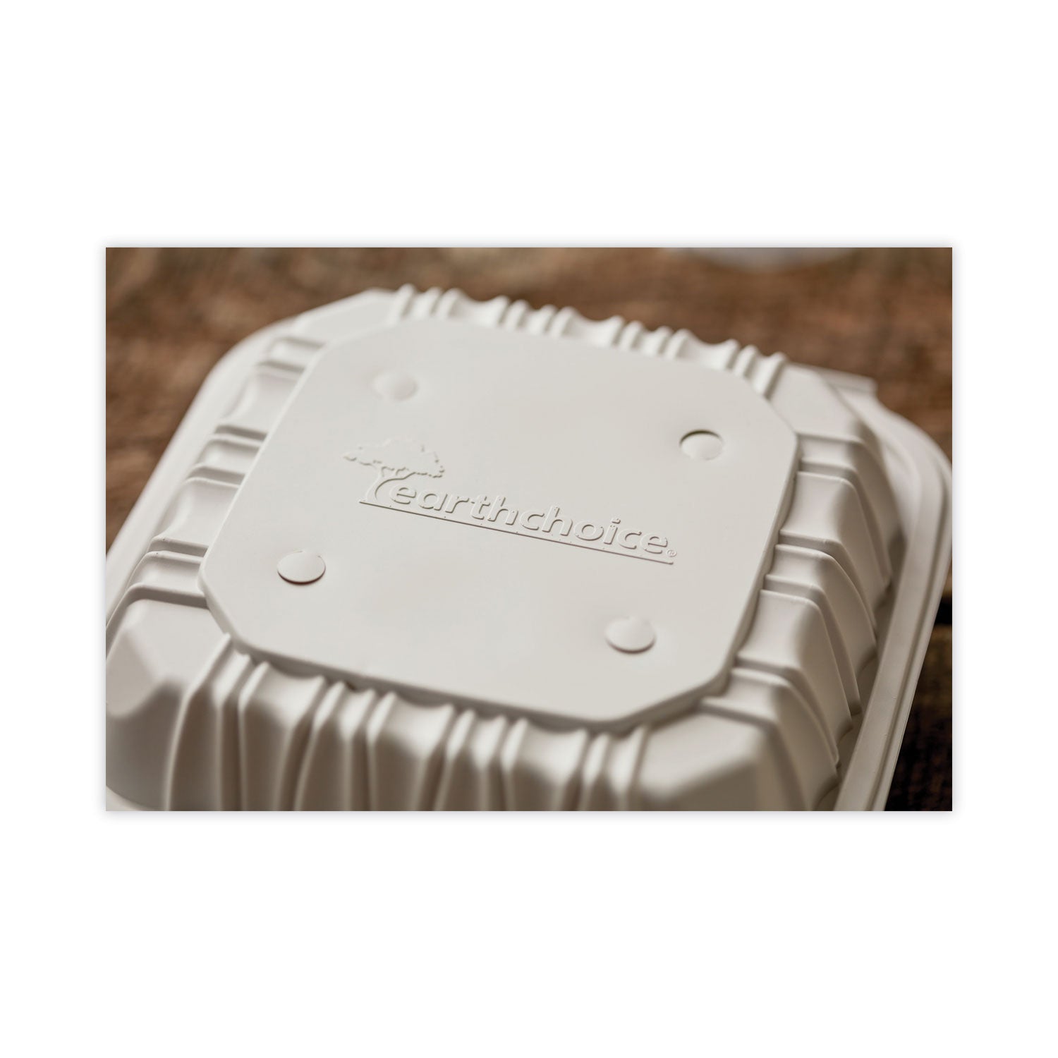 Pactiv Evergreen EarthChoice Vented Microwavable MFPP Hinged Lid Container, 3 Compartments, 8.5 x 8.5 x 3.1, White, Plastic, 146/Carton