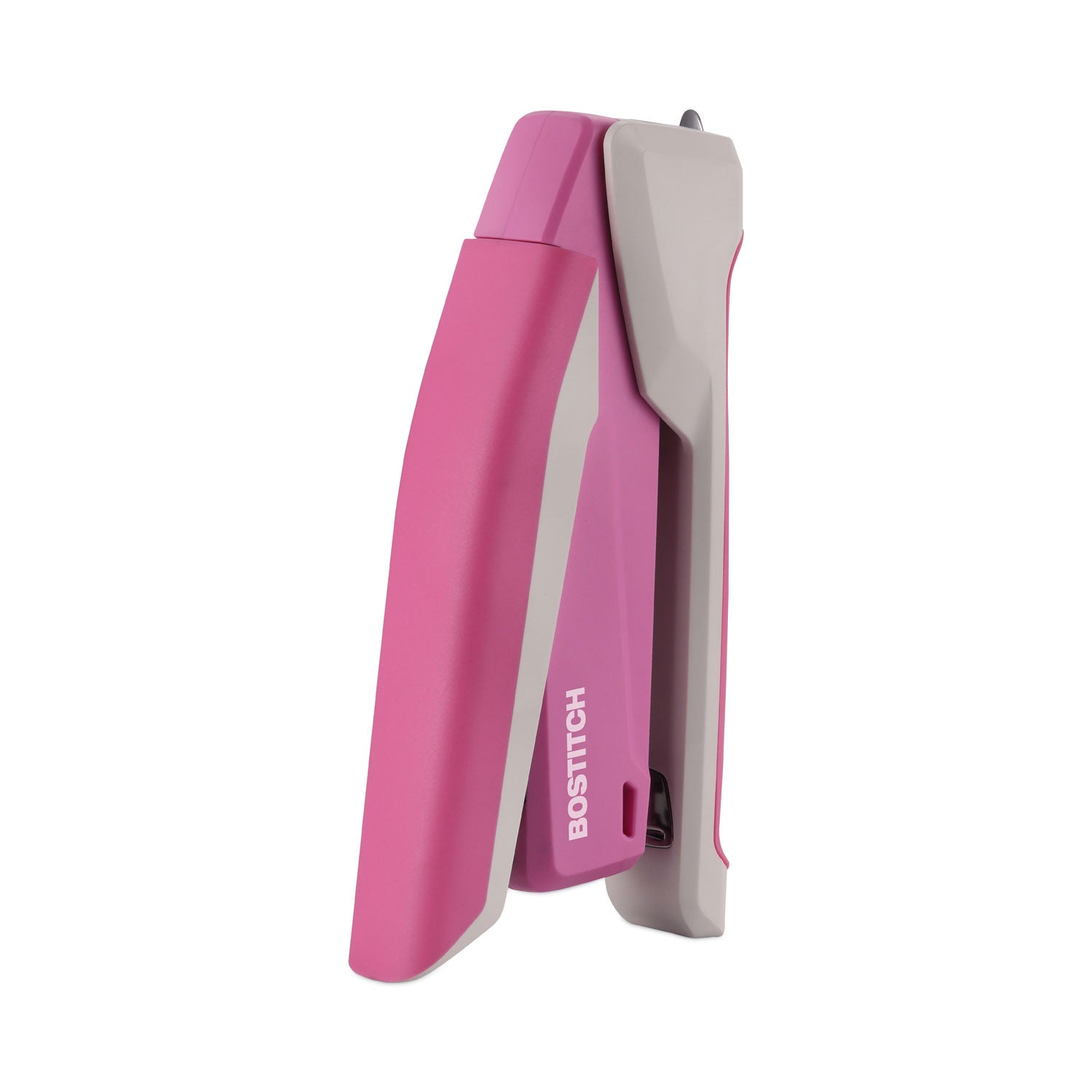 Bostitch® InCourage Spring-Powered Desktop Stapler with Antimicrobial Protection, Breast Cancer Awareness, 20-Sheet Capacity, Pink/Gray
