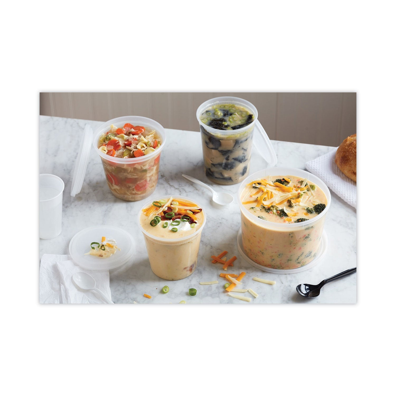 Pactiv Evergreen Newspring DELItainer Microwavable Container, 24 oz, 4.55 x 4.55 x 4.35, Clear, Plastic, 240/Carton - Bloom Skins