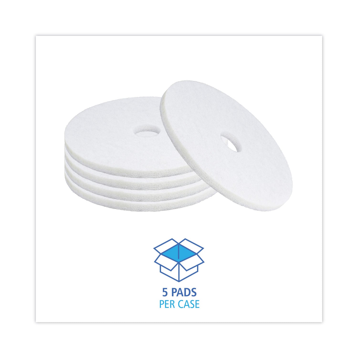 Boardwalk® Polishing Floor Pads, 19" Diameter, White, 5/carton