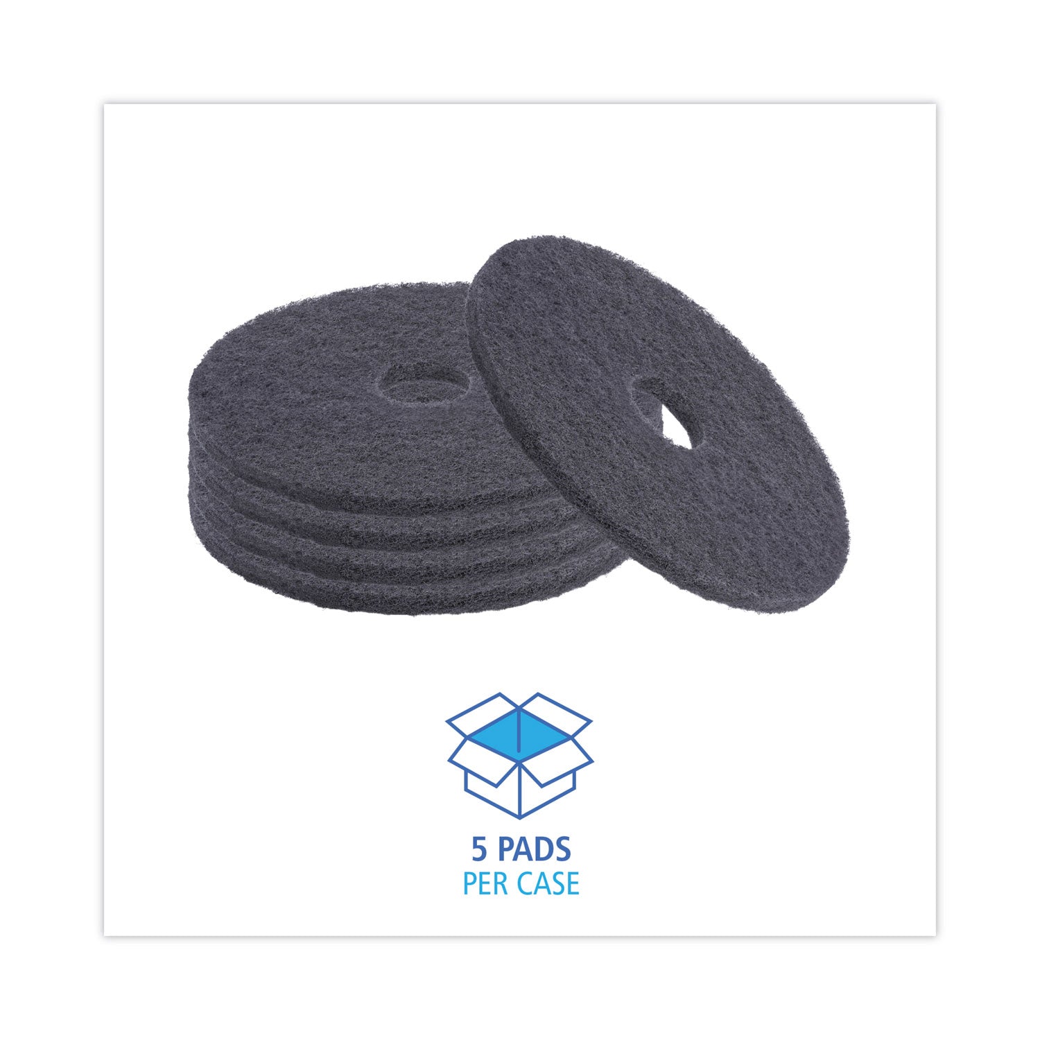 Boardwalk® Stripping Floor Pads, 16" Diameter, Black, 5/carton