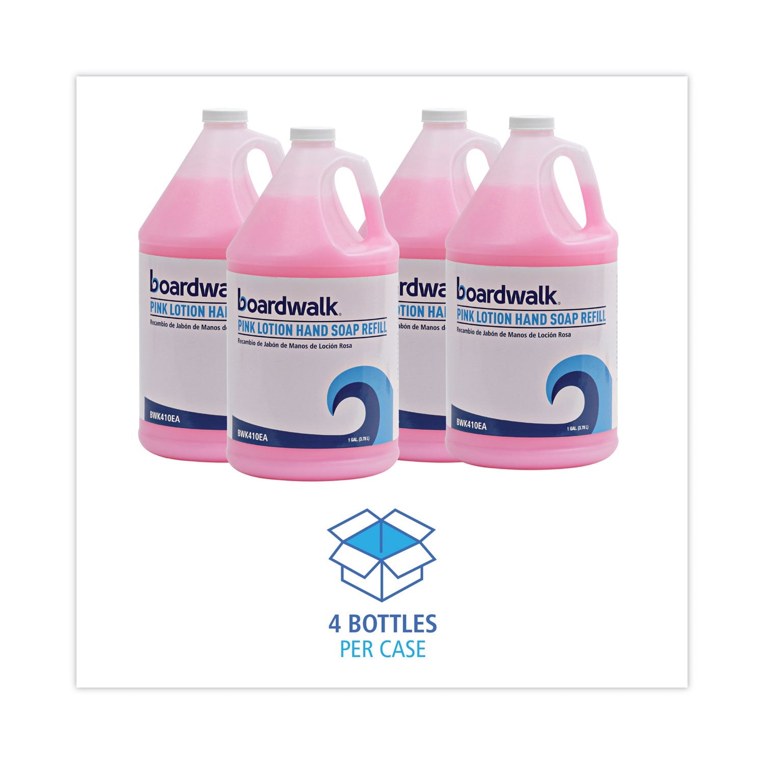 Boardwalk® Mild Cleansing Pink Lotion Hand Soap Refill, Cherry Scent, 1 gal Bottle, 4/Carton
