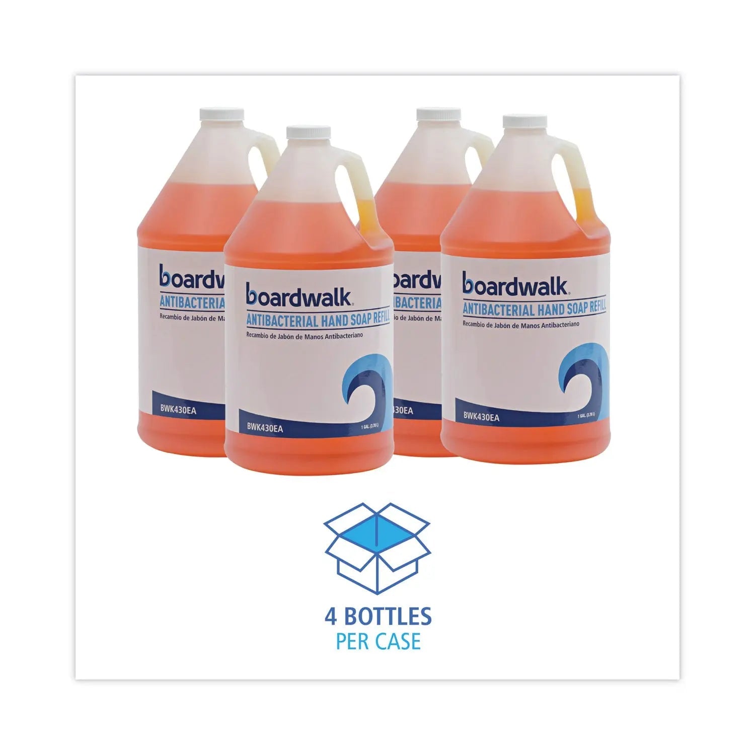 Boardwalk® Antibacterial Liquid Soap Refill, Clean Scent, 1 gal Bottle, 4/Carton