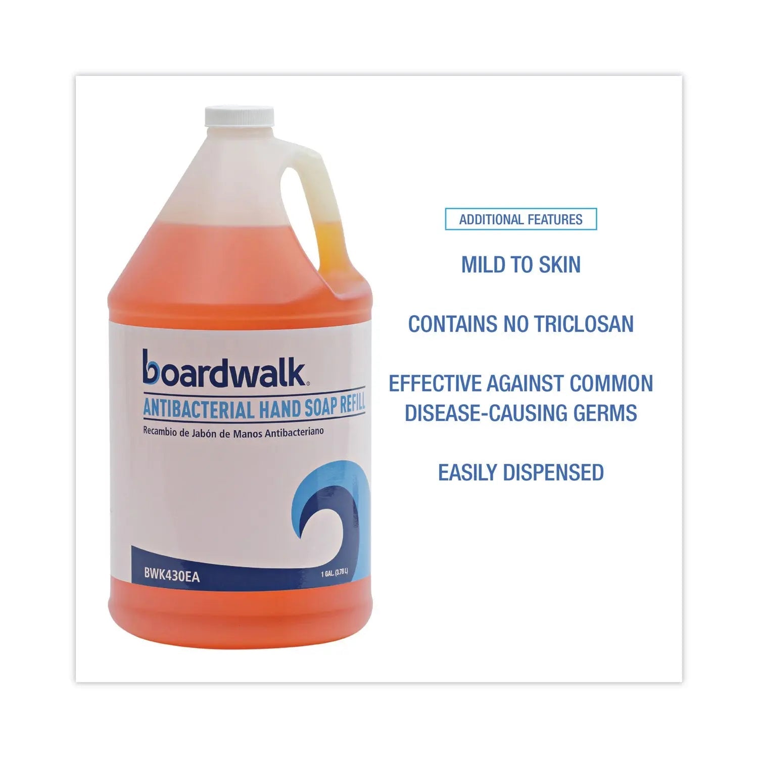 Boardwalk® Antibacterial Liquid Soap Refill, Clean Scent, 1 gal Bottle, 4/Carton